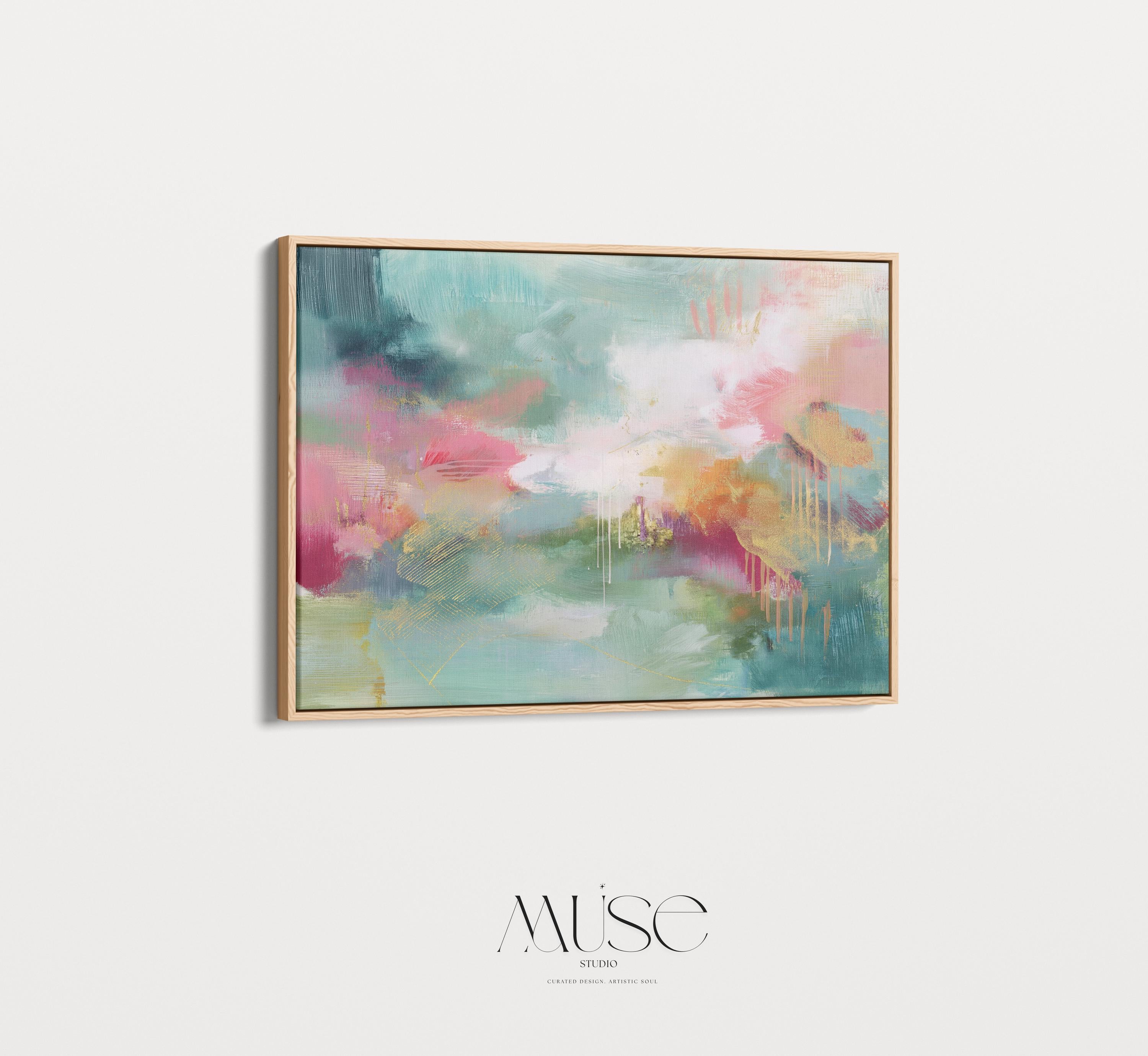 Multicolor Abstract Canvas, Large Framed Artwork for Bedroom & Office Decor, Colorful Modern Wall Art | Muse 275