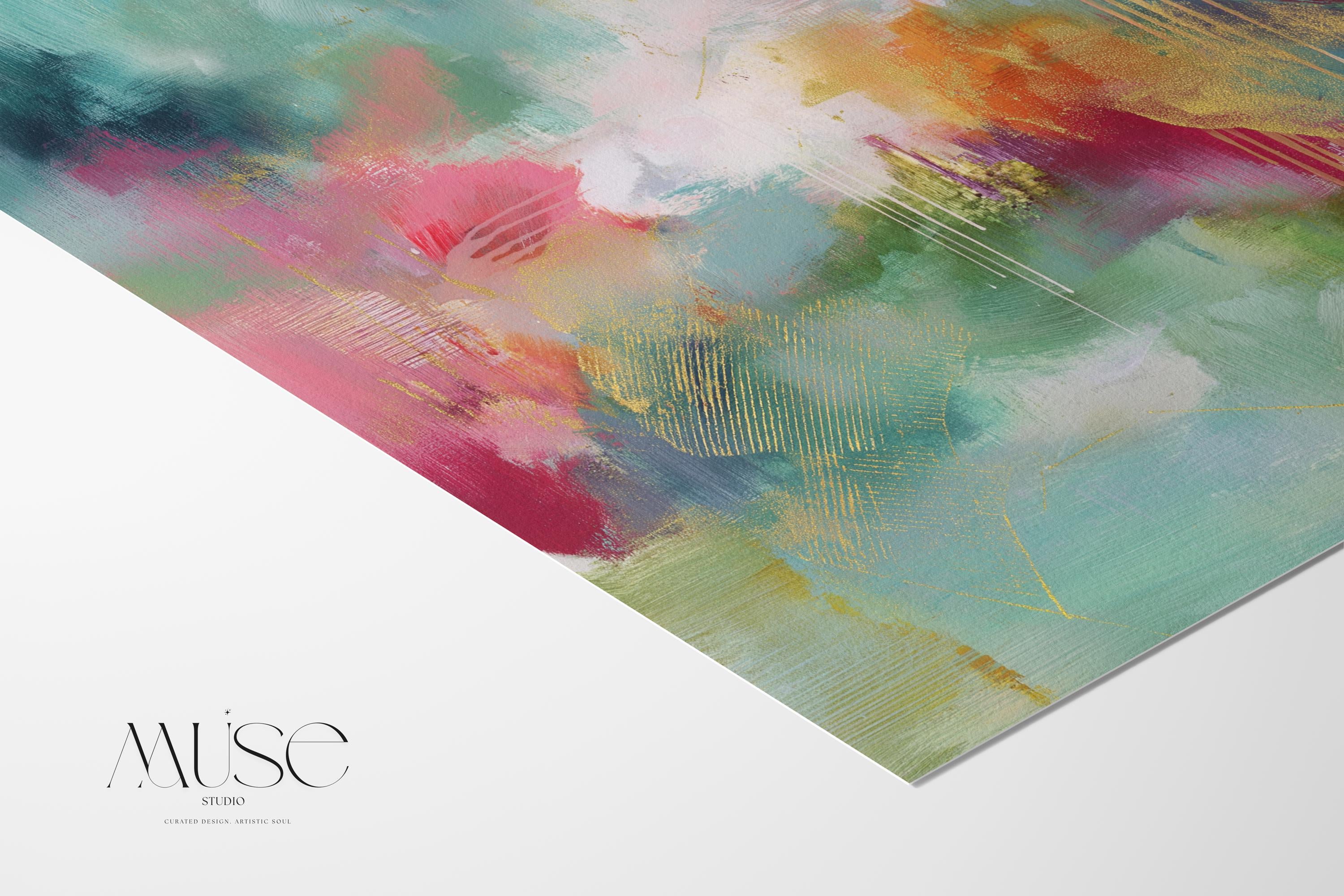 Multicolor Abstract Wall Art – Large Sage Green Canvas • Bold Modern Decor for Bedroom | 275