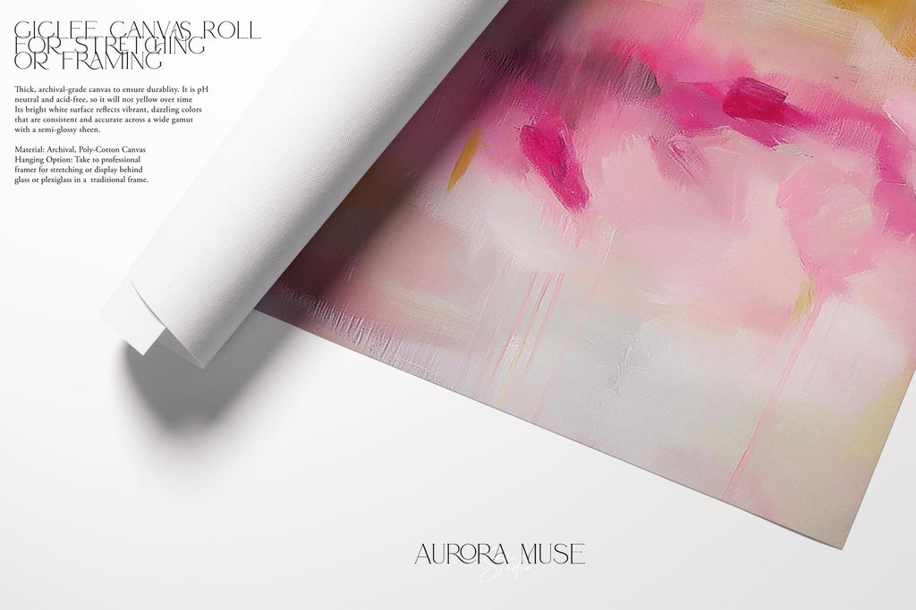 Vertical Art Print Floral Wall Art in Pink Ochre Beige, Soft Pastel Abstract Giclée, Grand-millennial Transitional Bedroom Decor • MUSE 053