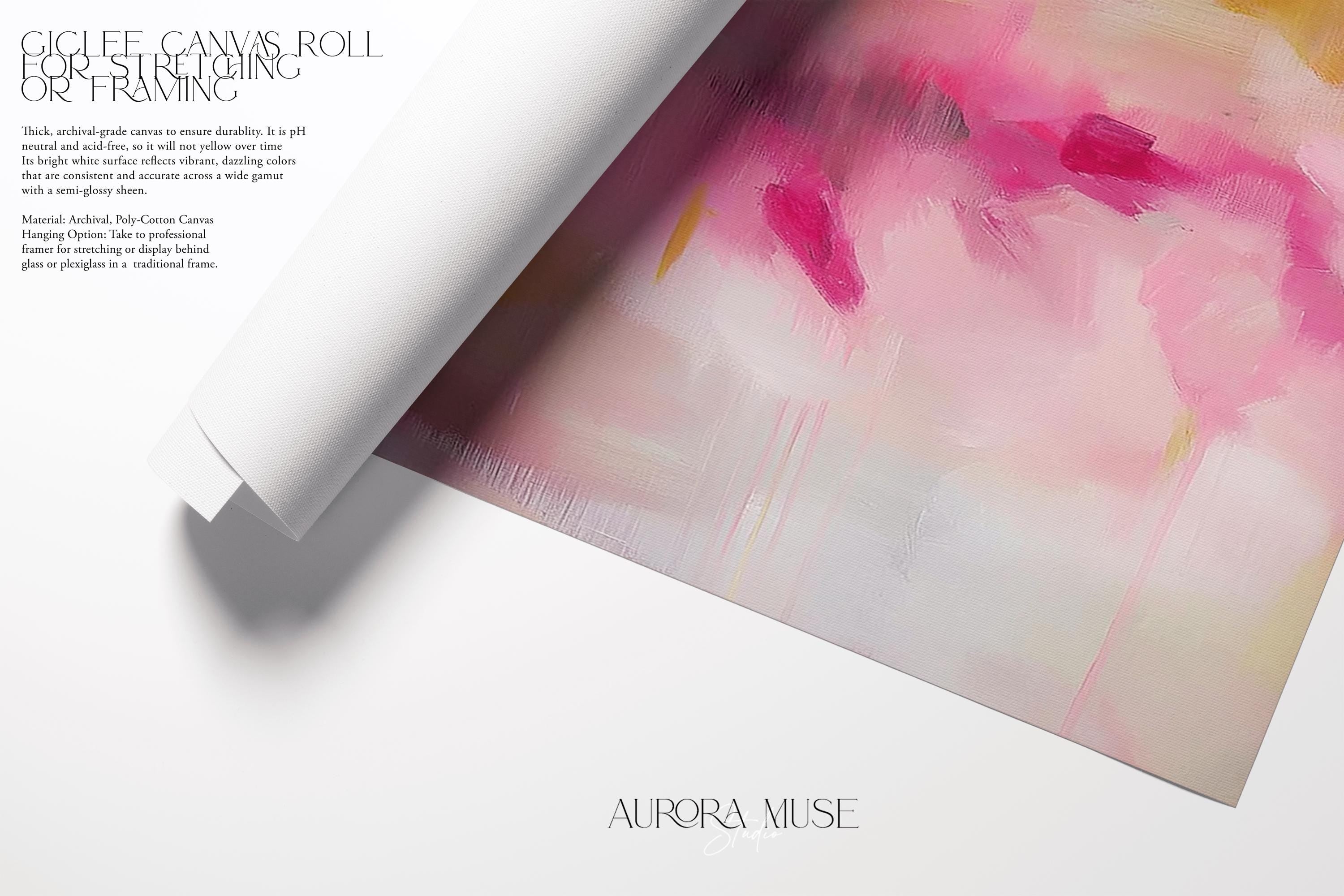 Vertical Art Print Floral Wall Art in Pink Ochre Beige, Soft Pastel Abstract Giclée, Grand-millennial Transitional Bedroom Decor • MUSE 053