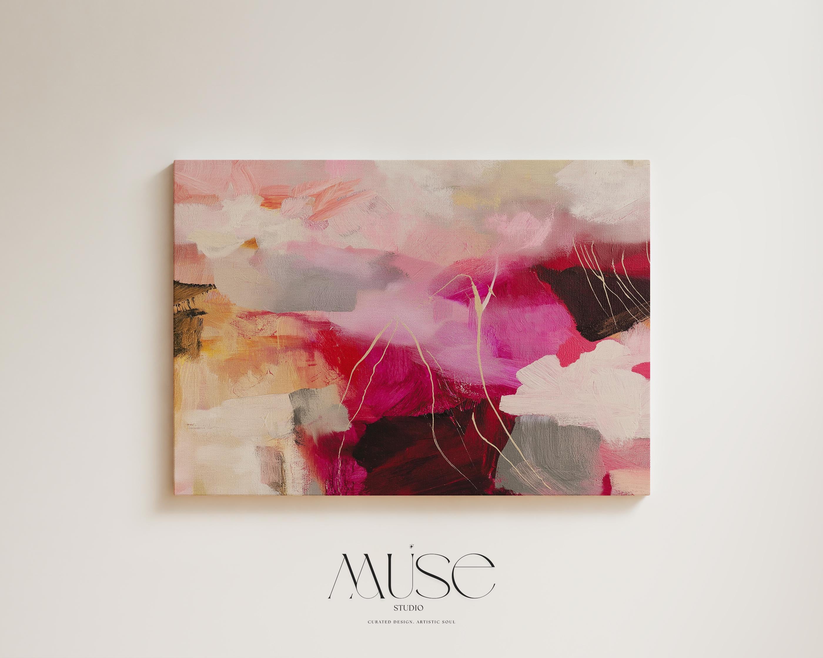 Burgundy Abstract Wall Art, Moody Painting, Modern Living Room Decor, Large Canvas Print, Contemporary Office Art, Romantic Wall Decor • 514