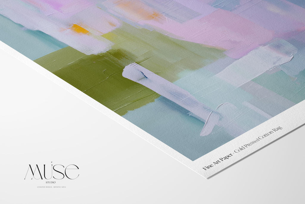 Soft Pastel Abstract Blush Green Blue Canvas Wall Art • Coastal Horizon Nature Inspired • XL Square Living Room Bedroom Decor • MUSE 519