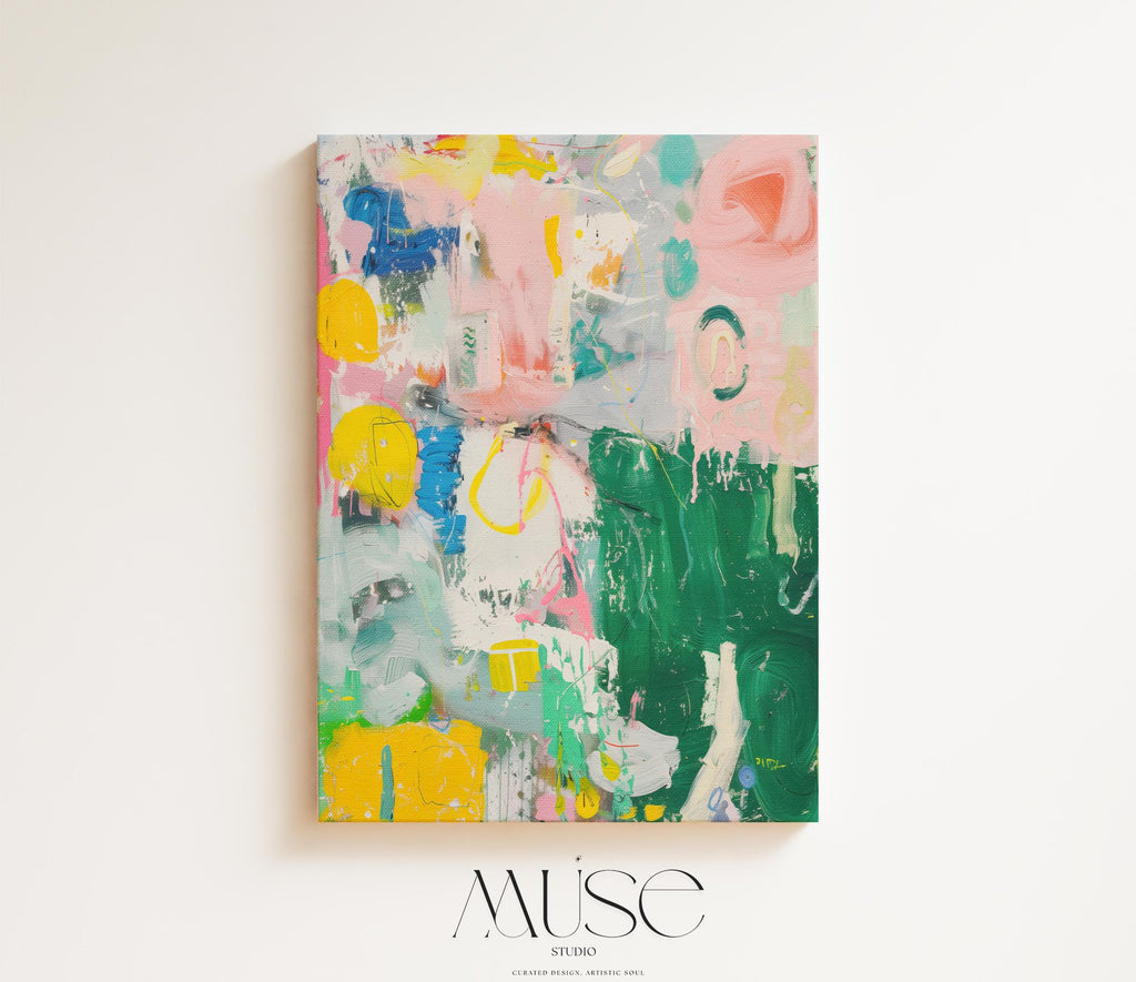 Colorful Abstract Canvas Art: XL Vertical Eclectic Painting