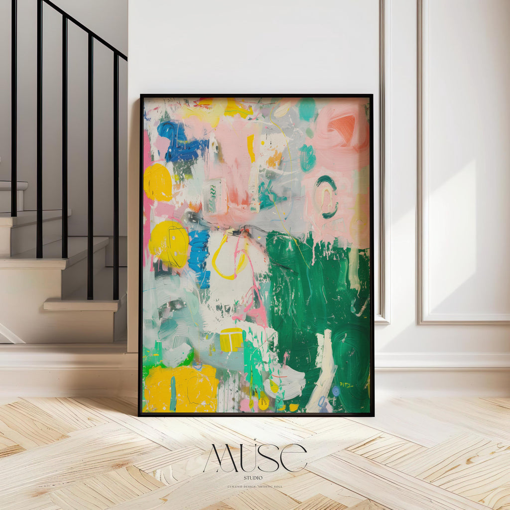 Colorful Abstract Canvas Art: XL Vertical Eclectic Painting