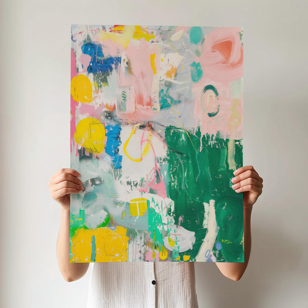 Colorful Abstract Canvas Art: XL Vertical Eclectic Painting