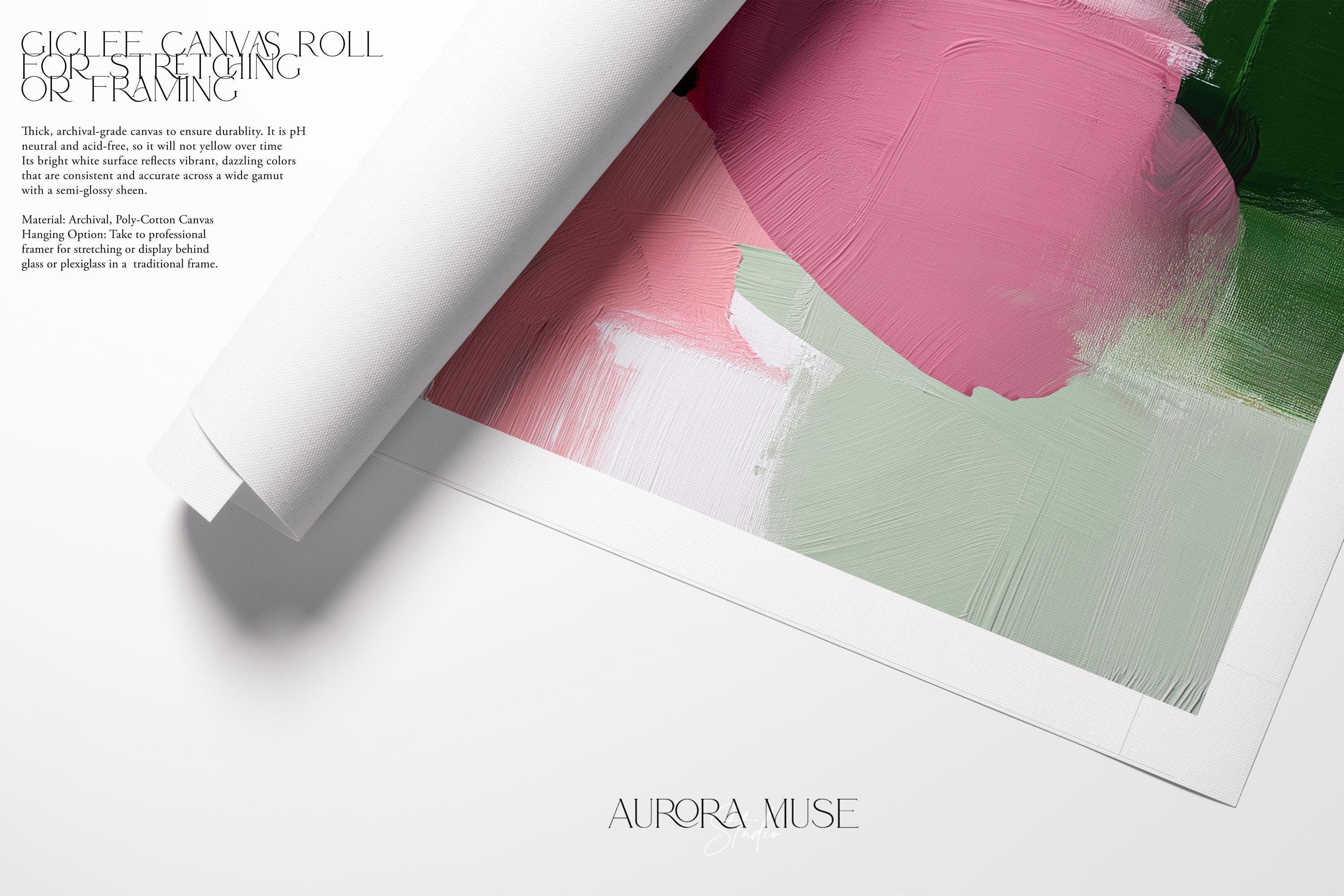 Poster Art Print by Muse Studio • Green and Pink Abstract Wall Art • Soft Contemporary Style • Horizontal Large Living Room Decor • 430