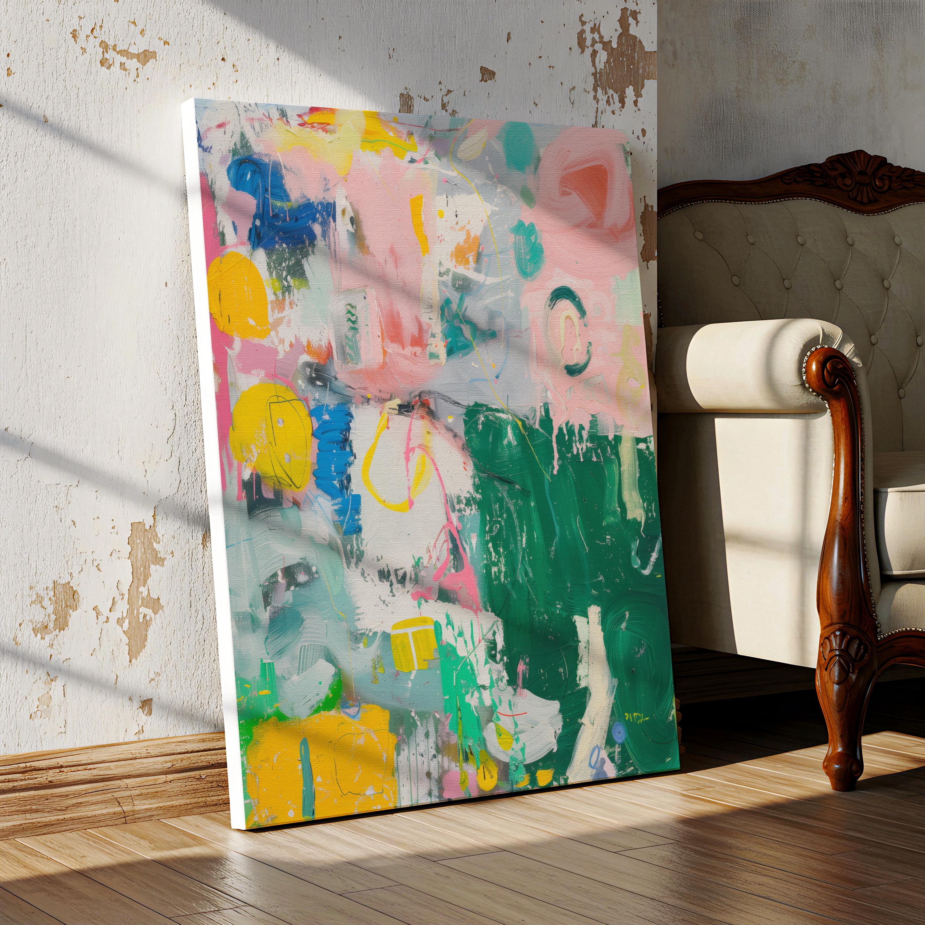 Colorful Abstract Canvas Art: XL Vertical Eclectic Painting