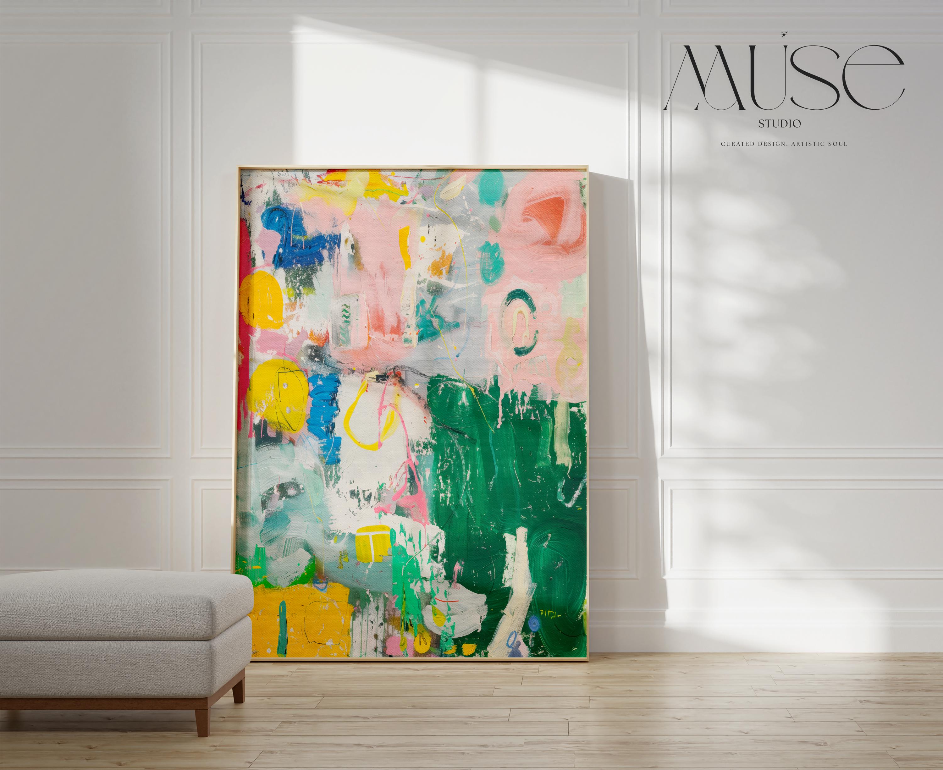 Colorful Abstract Canvas Art: XL Vertical Eclectic Painting