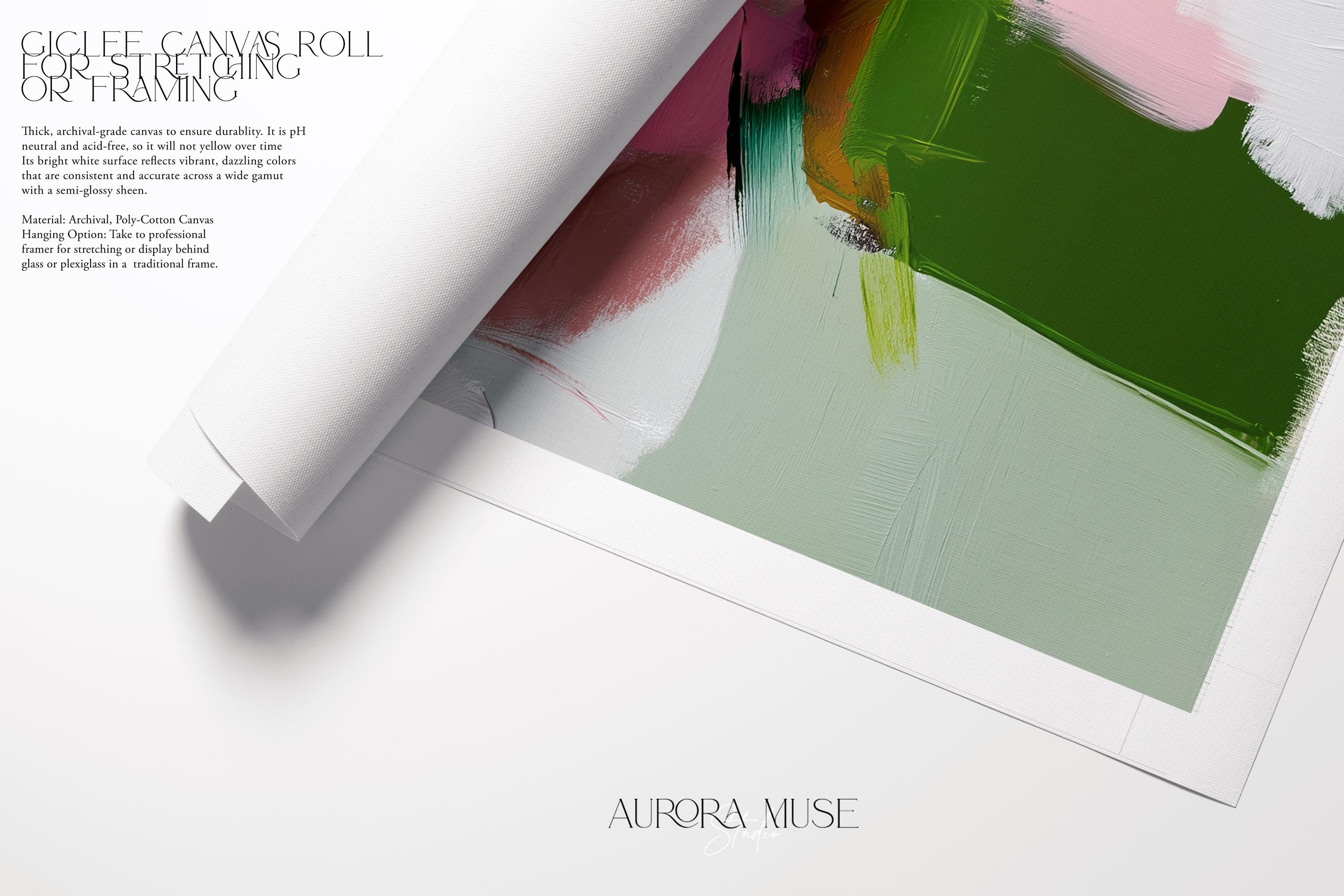 Abstract Wall Art Canvas and Poster Print by Muse Studio • Pink and Green Painting • Warm Minimal • Large Vertical Decor • MUSE 432
