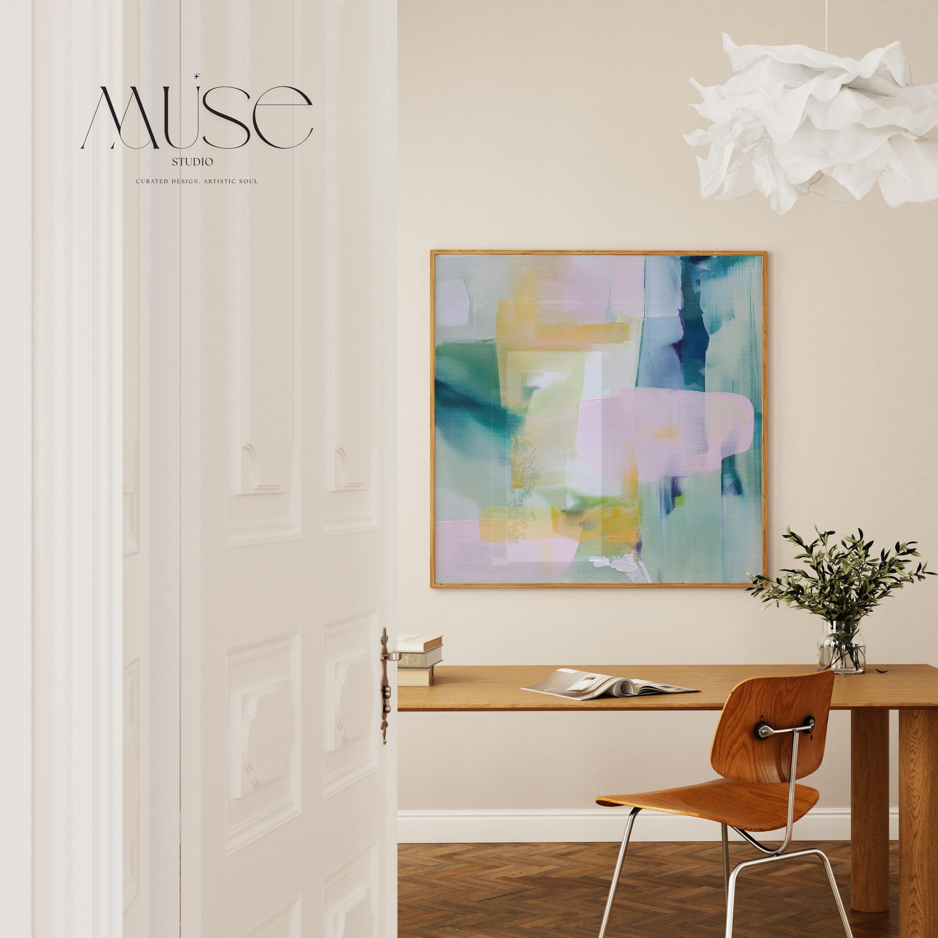 Large Abstract Canvas Wall Art Blue Pink Green Colorful Painting for Living Room · Spring Rain No. 301 by Muse Studio & Co.
