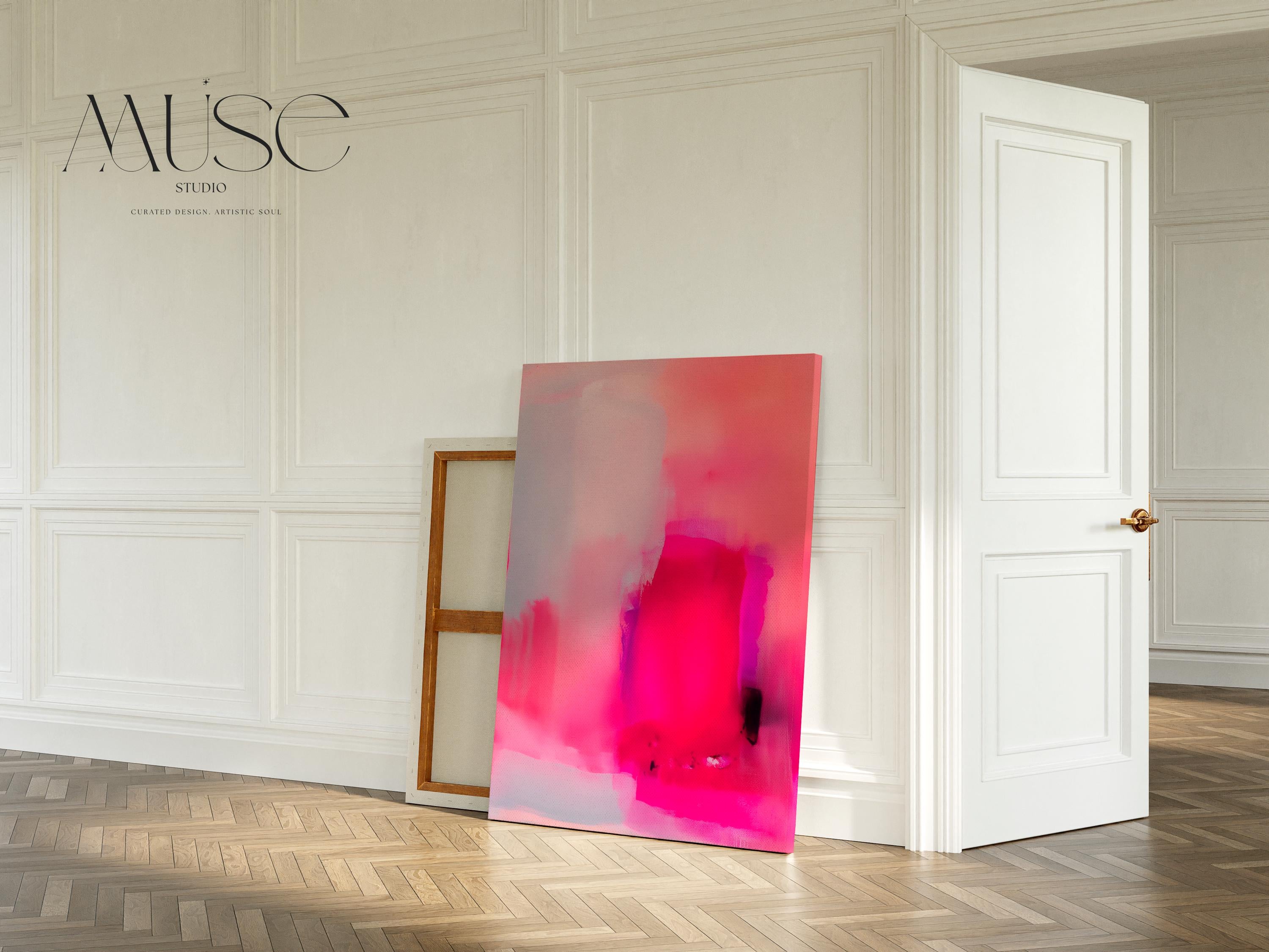 Coral Pink Wall Art, Abstract Vertical Canvas Print, Large Statement Art, Bold Modern Decor, Framed Artwork for Bedroom or Office | 035