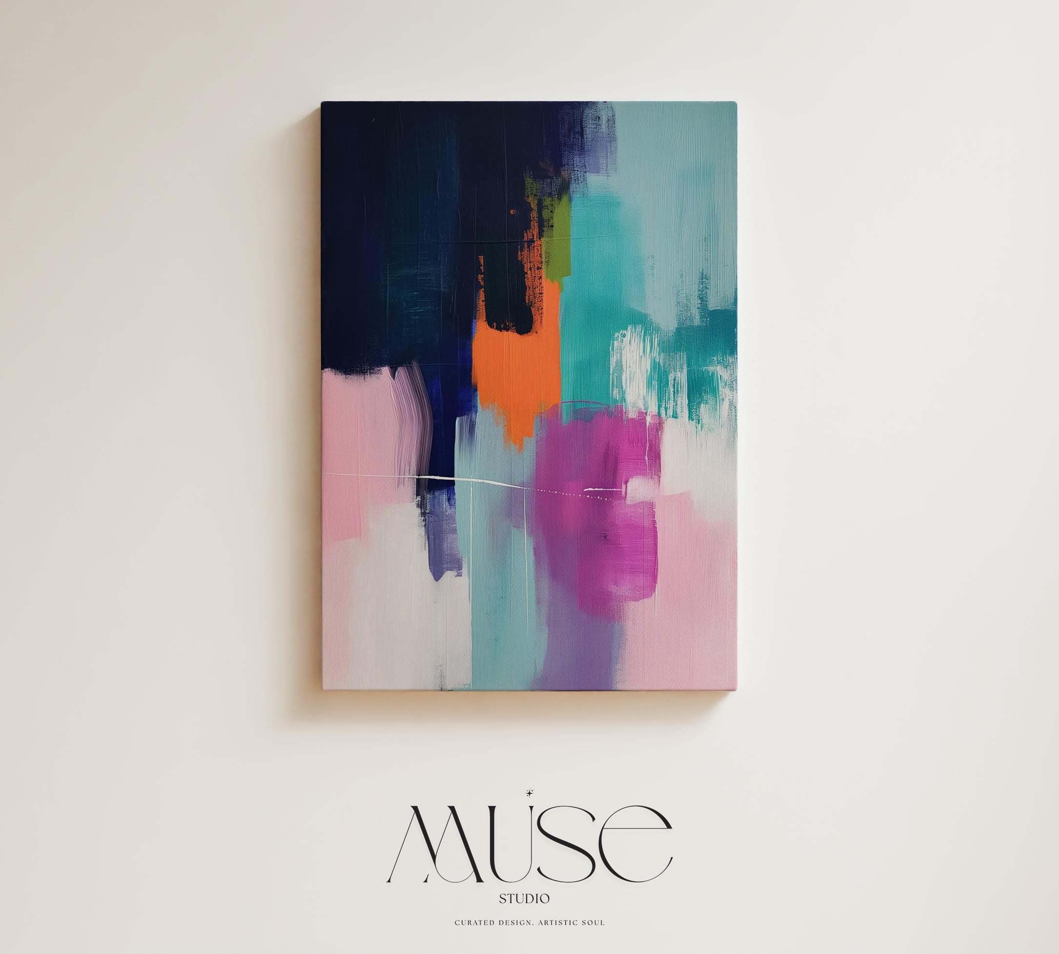 Large Abstract painting, colorful canvas, large abstract print, vertical painting, canvas painting, large art print, gift | Muse 281