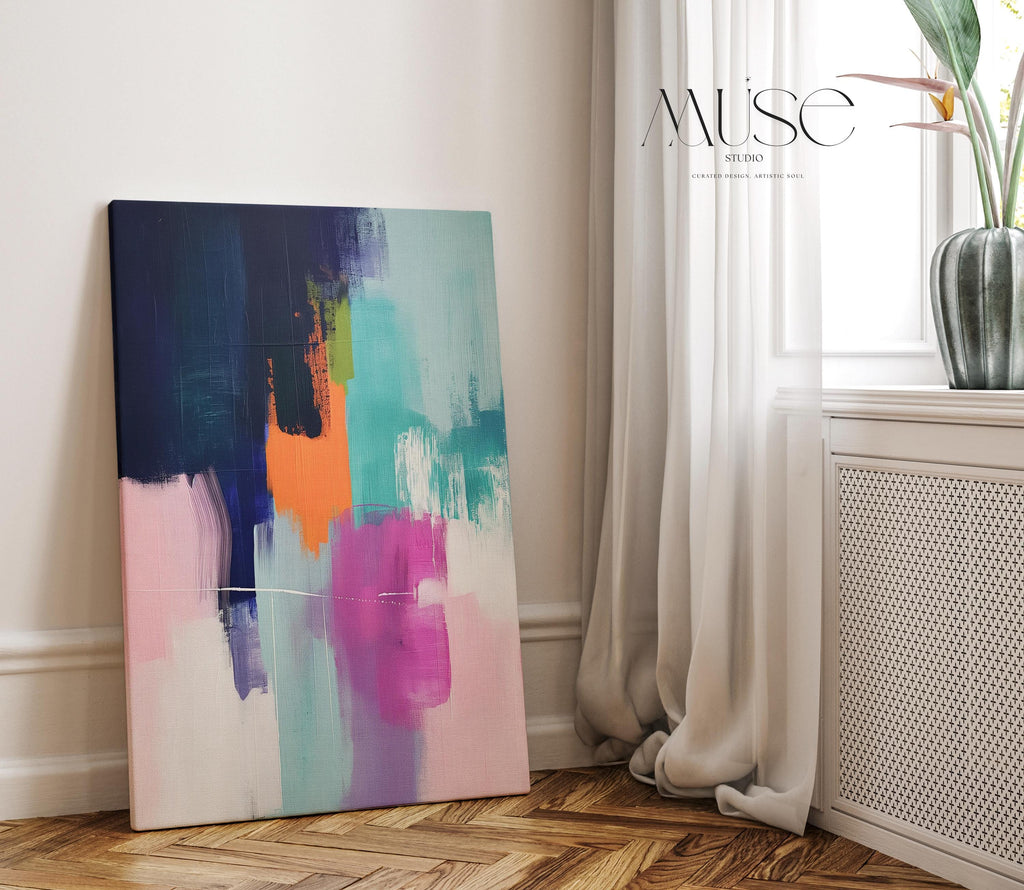 Large Abstract painting, colorful canvas, large abstract print, vertical painting, canvas painting, large art print, gift | Muse 281