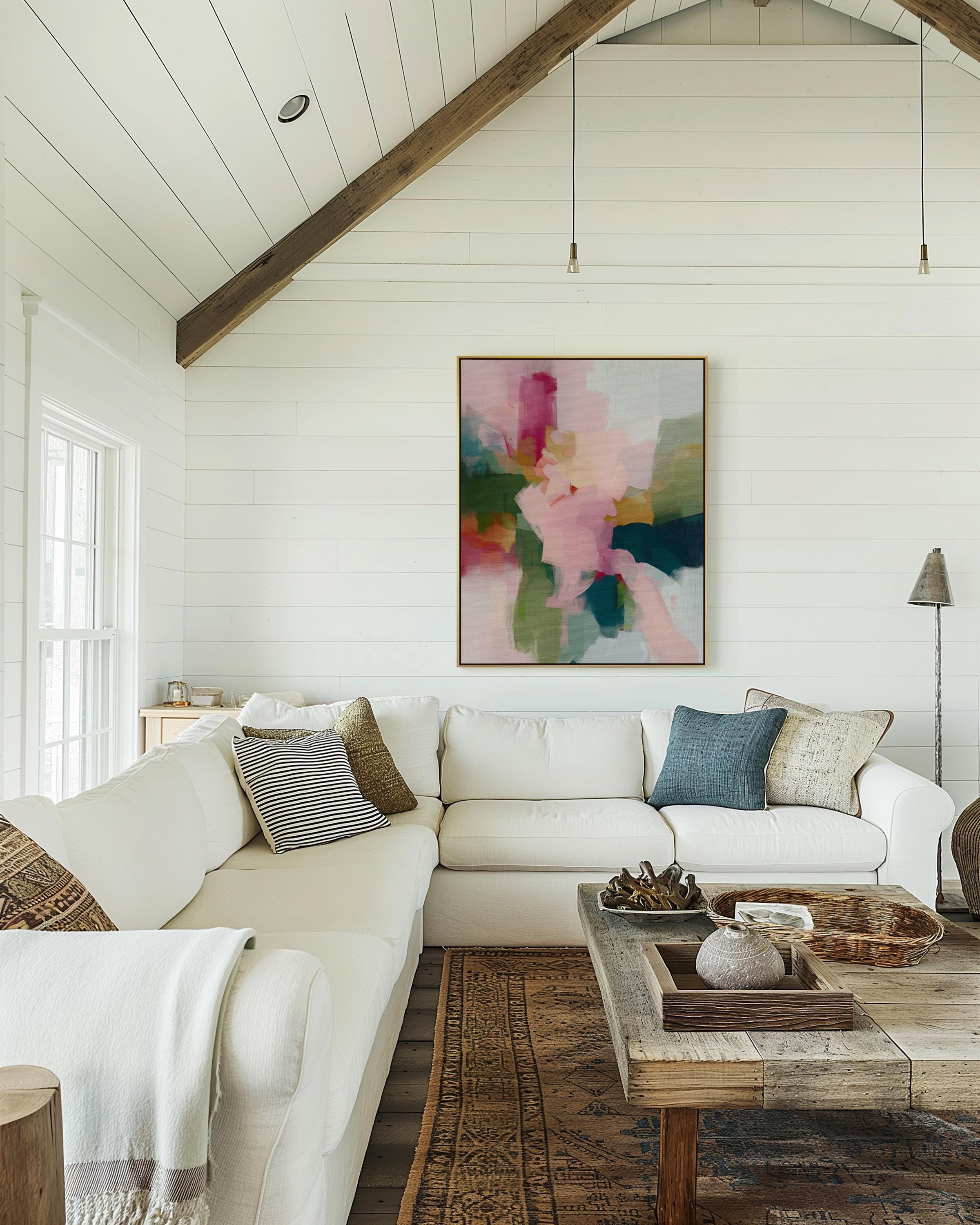 framed wall art,abstract wall art,minimalist art,pink green decor,modern wall decor,color block art,horizontal wall art,soft contemporary,muted modern,large wall decor,bedroom wall art,calming abstract,decor wall art