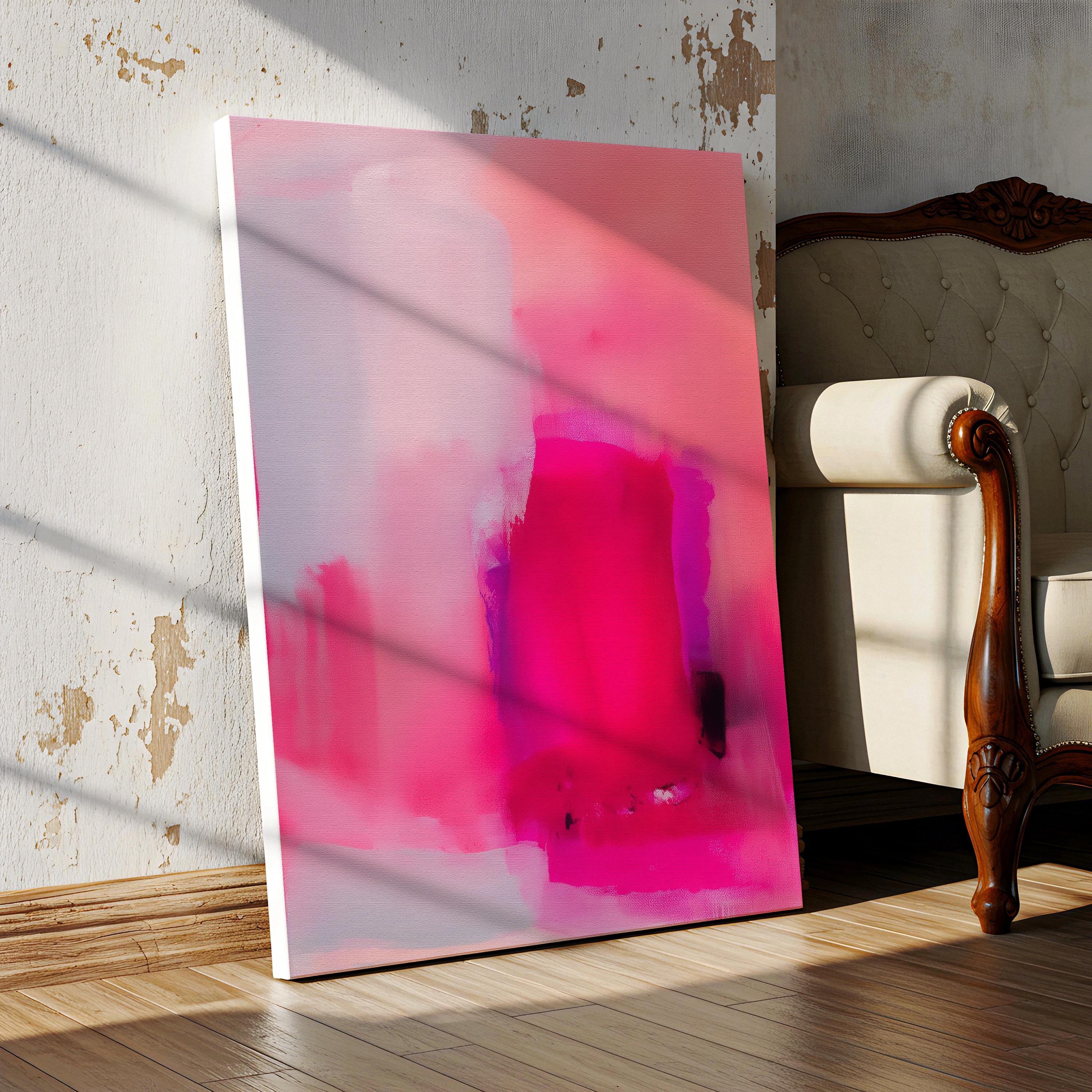 Wall Art Vertical Canvas Painting Large Decor Art Bold Pink Abstract Modern Colorful Statement for Living Room & Office | 035