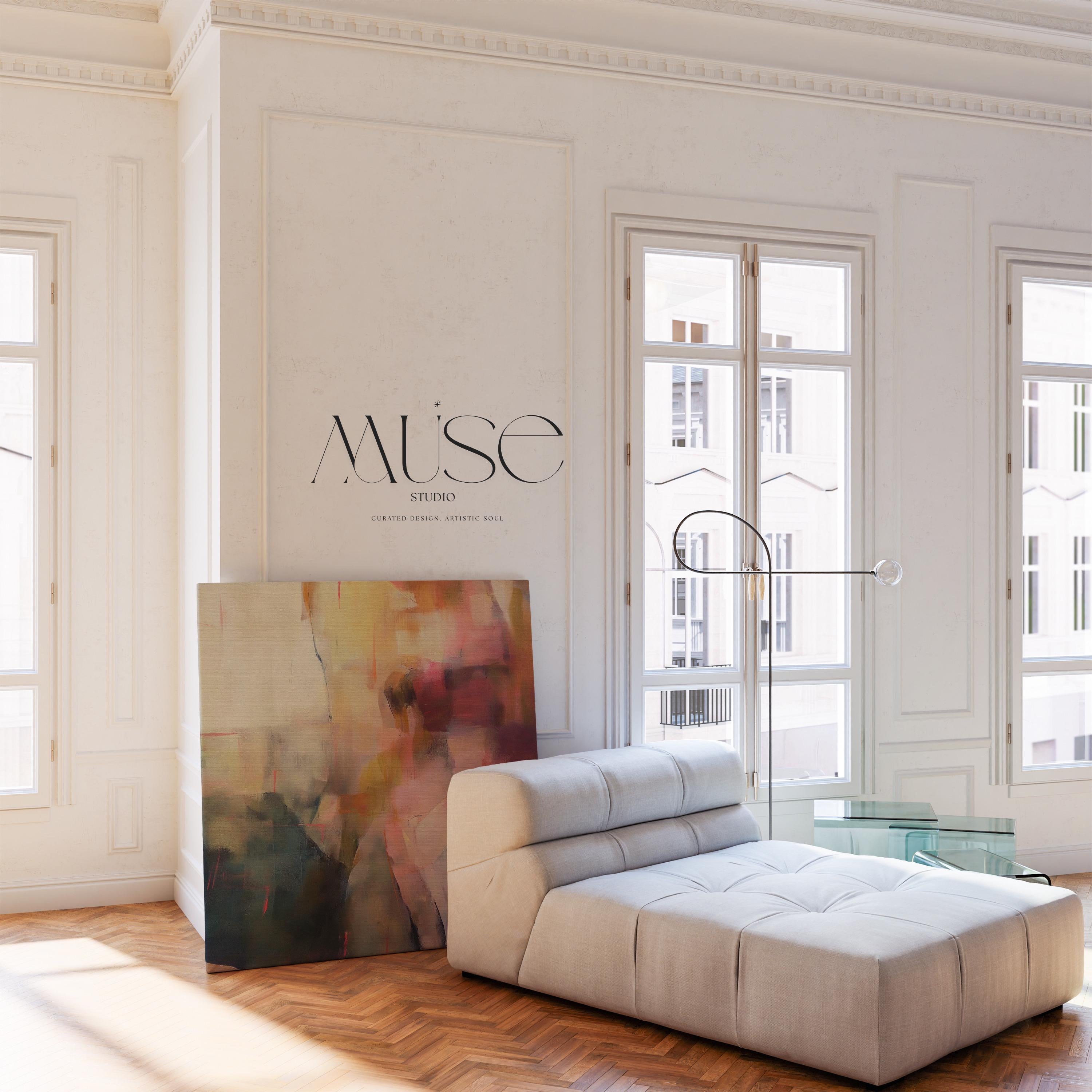 Square abstract canvas wall art featuring a moody blend of plum, blush, and gold tones. Soft painterly layers create warmth and movement, ideal for transitional or warm minimalist interiors. Perfect for bedrooms, offices, or living rooms needing an elegant focal point. This artwork adds sophistication and texture to curated, designer-inspired spaces. Gallery-wrapped canvas wall art by Muse Studio.
