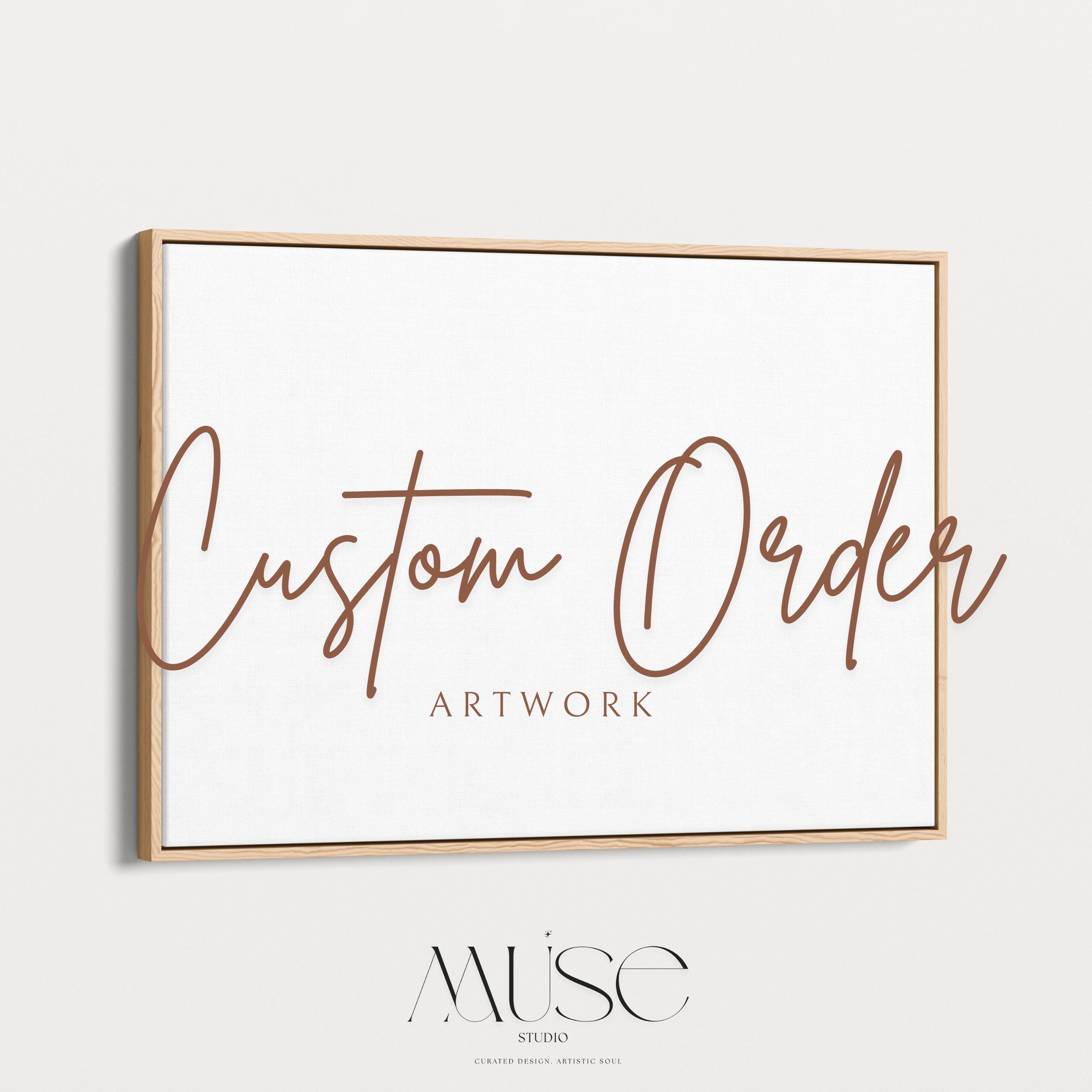 Horizontal custom wall art made to order. Provide your chosen artwork number and select from fine art print, rolled, stretched, or floater framed canvas. Boutique-crafted by Muse Studio for curated interiors—perfect above bed, sofa, or console styling.