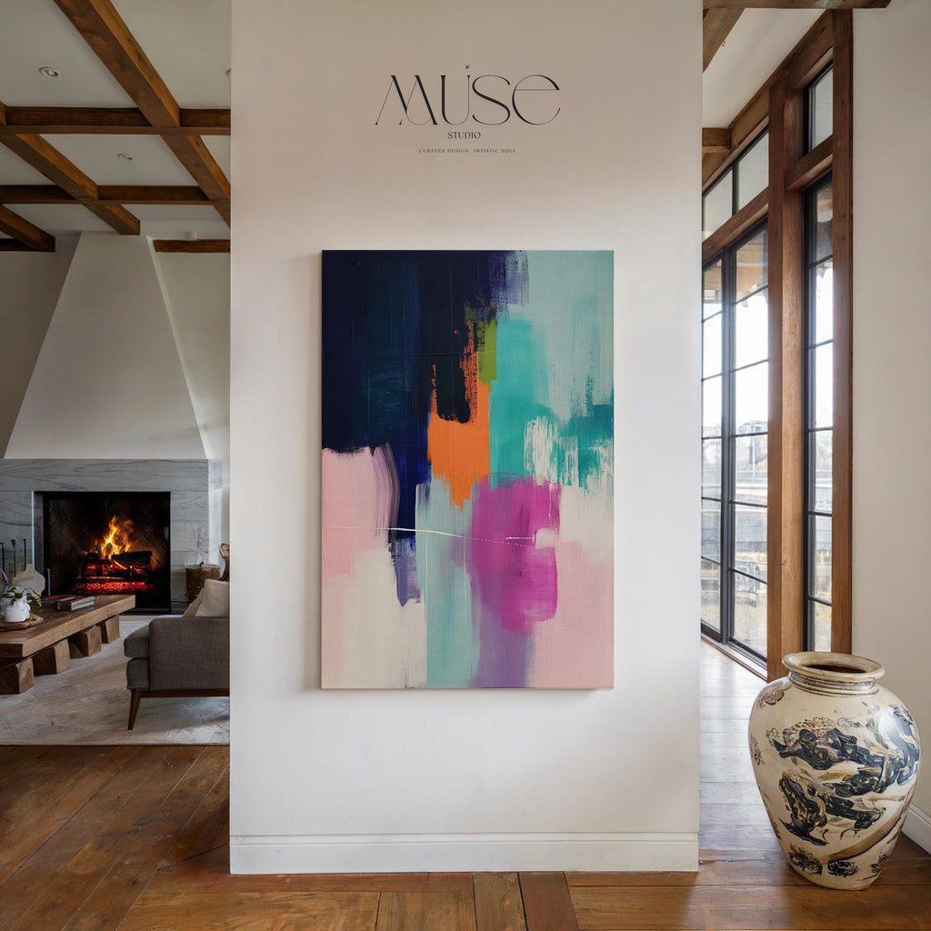 Large Abstract painting, colorful canvas, large abstract print, vertical painting, canvas painting, large art print, gift | Muse 281