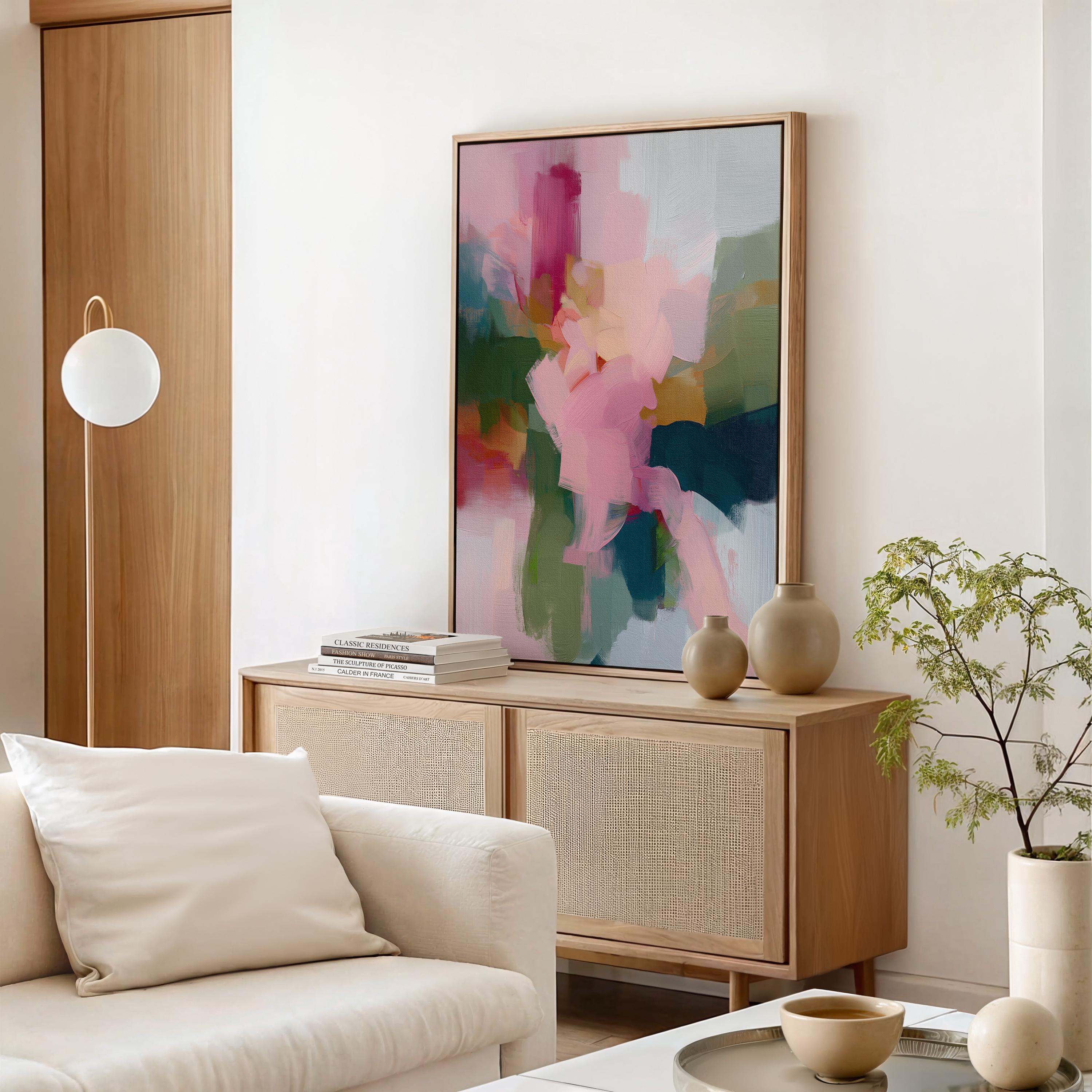 framed wall art,abstract wall art,minimalist art,pink green decor,modern wall decor,color block art,horizontal wall art,soft contemporary,muted modern,large wall decor,bedroom wall art,calming abstract,decor wall art