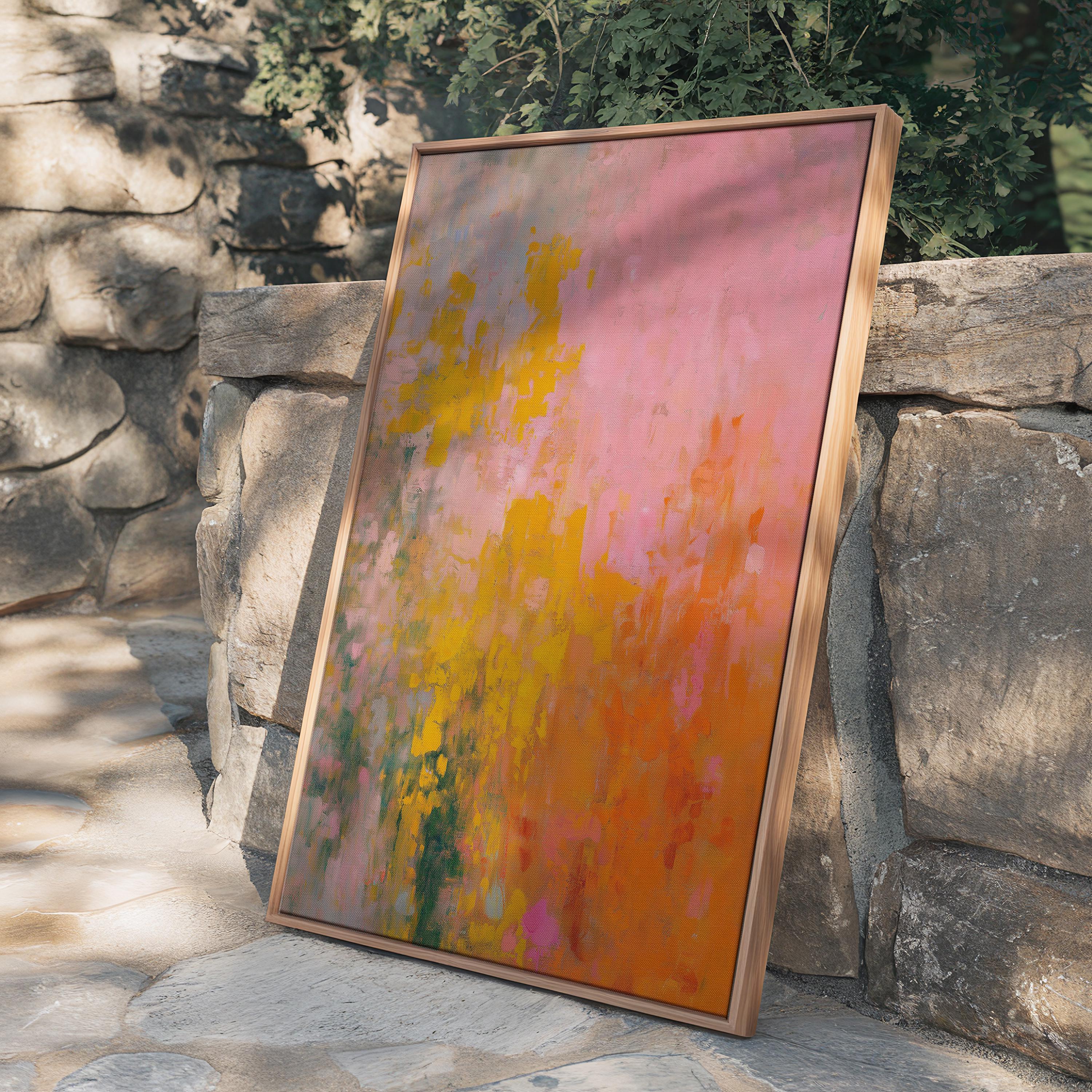 Large Canvas Wall Art – Abstract Painting, Pink Orange and Yellow – Modern Living Room Decor • Muse Studio 543