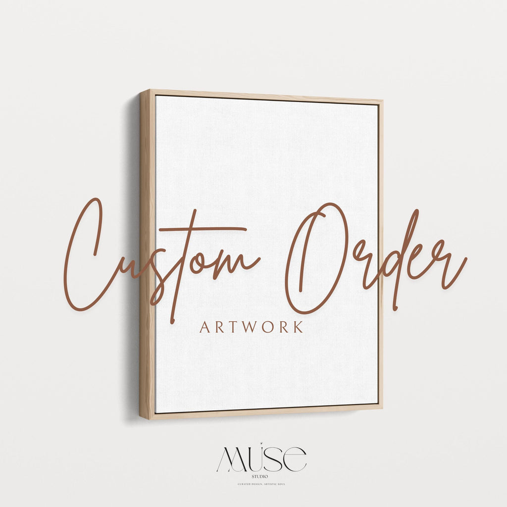 Vertical custom wall art designed to order. Select your preferred artwork number and format—available as fine art paper, rolled canvas, stretched canvas, or floater framed canvas. Handcrafted decor art by Muse Studio, ideal for living room, entry, or bedroom.