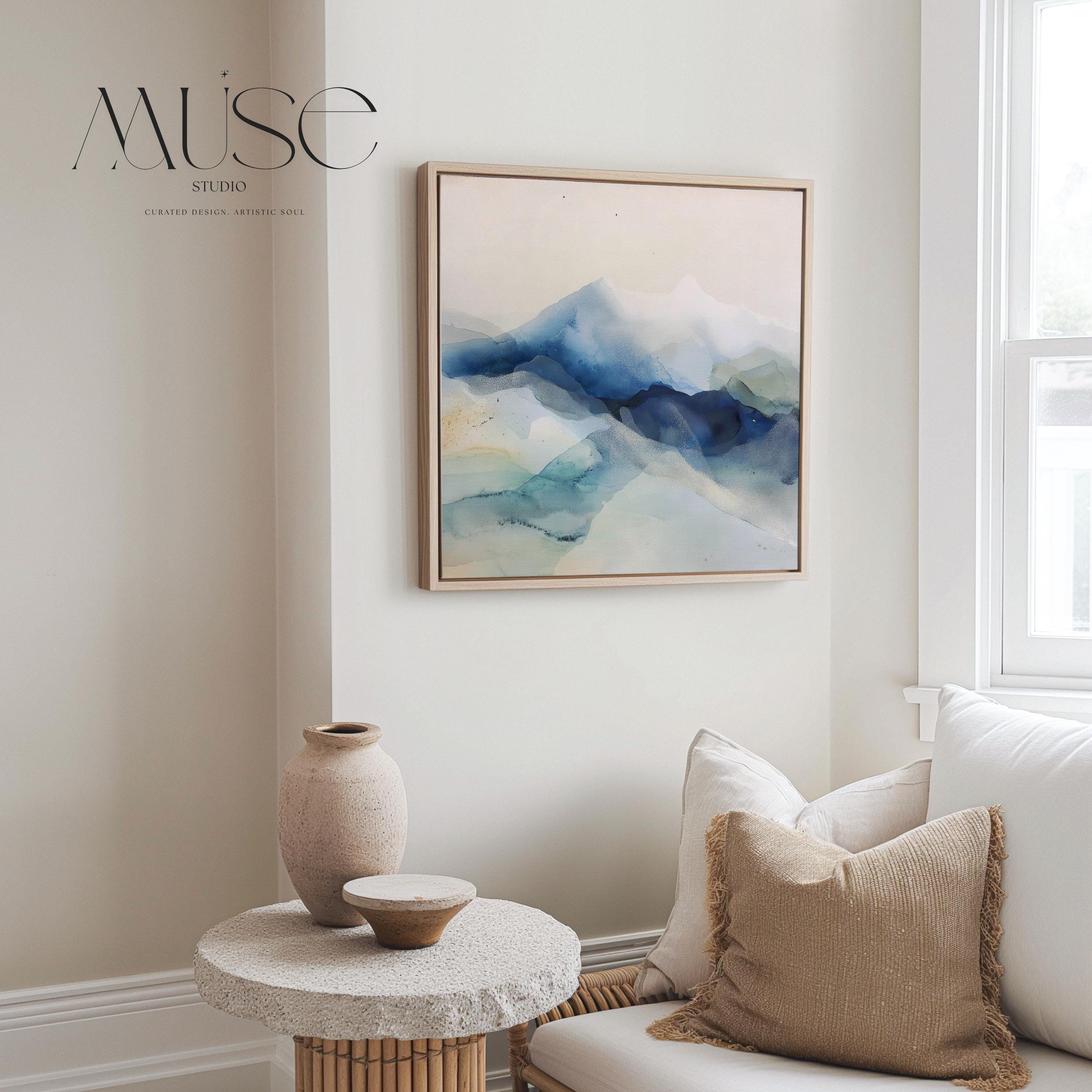 Snowfall Ridge · Framed Canvas Wall Art · Winter White Abstract · Alpine Minimal Decor · Soft Contemporary Style · by Muse Studio 610