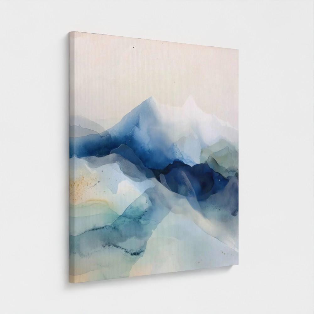 Large winter white and alpine blue abstract canvas with snowy, airy tones. Soft contemporary wall art for ski lodges, winter homes, living rooms, or bedrooms. Winter Whites Collection by Muse Studio, MUSE 610.
