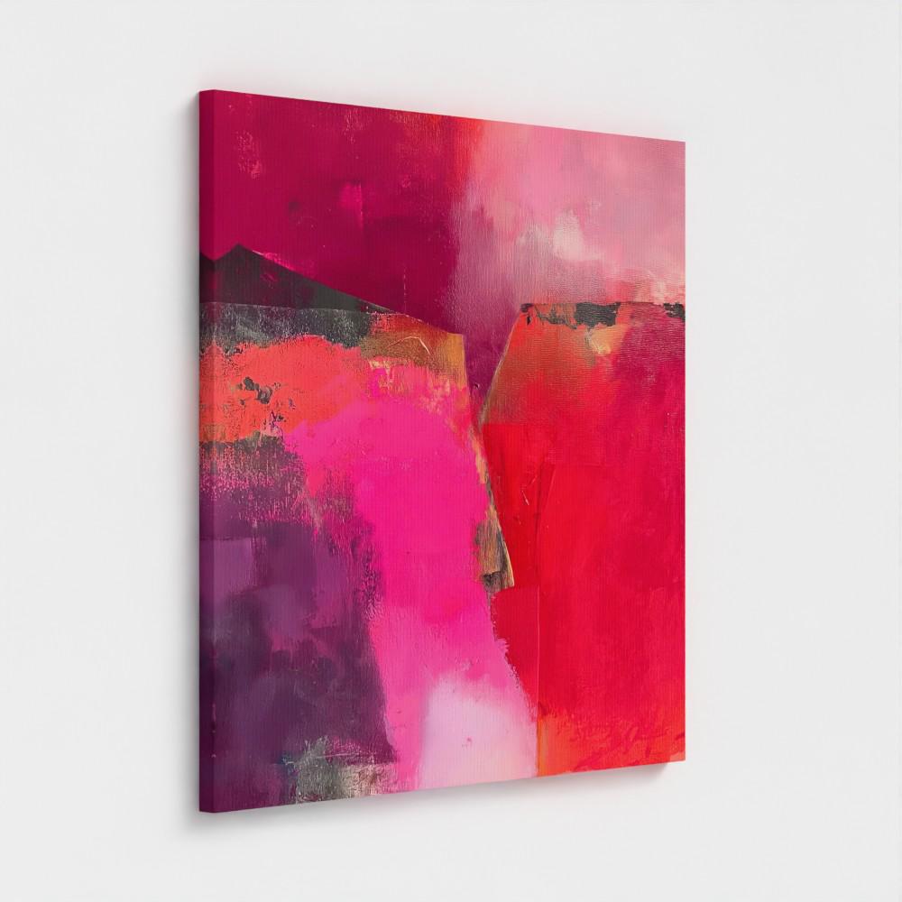 Abstract Wall Art Canvas by Muse Studio • Crimson Ember in Pink Red Berry • Modern Winter Statement • Square Color Pop Decor • MUSE 222