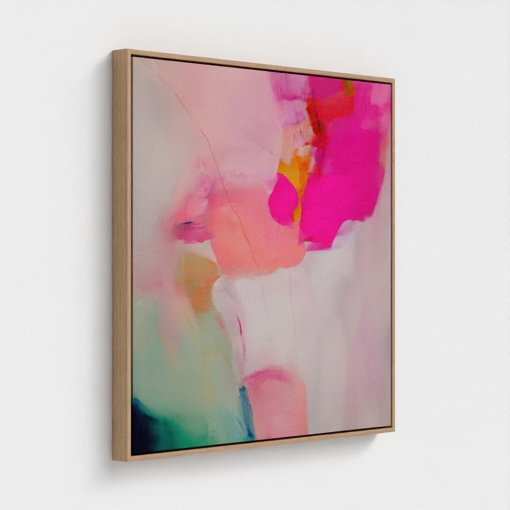 Framed Wall Art in Soft Pastel Pink and Green Modern Large Square Abstract Canvas  Decor for Living Room Oversized Statement Artwork 433 Colorful abstract wall art on framed canvas, perfect for bold decor art and modern wall decor. Large statement piece with expressive brushstrokes and rich textures. Ready-to-hang giclée canvas designed to energize living rooms, offices, and curated interiors. Muse Studio Decor Art.