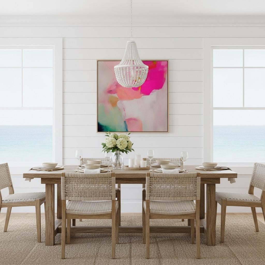 Framed Wall Art in Soft Pastel Pink and Green Modern Large Square Abstract Canvas  Decor for Living Room Oversized Statement Artwork 433 Colorful abstract wall art on framed canvas, perfect for bold decor art and modern wall decor. Large statement piece with expressive brushstrokes and rich textures. Ready-to-hang giclée canvas designed to energize living rooms, offices, and curated interiors. Muse Studio Decor Art.