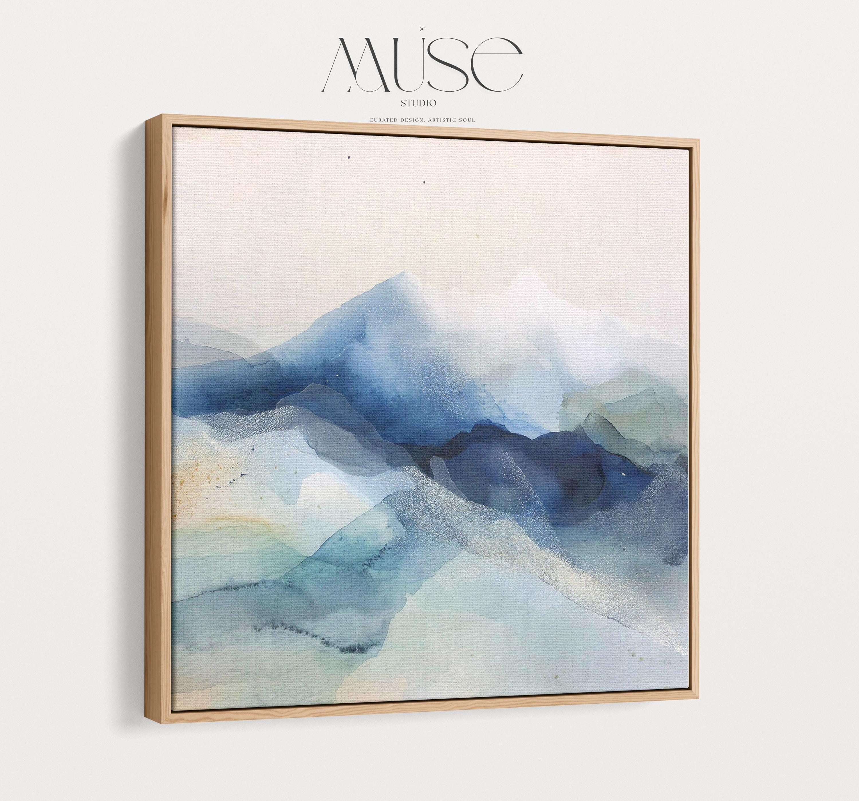 Snowfall Ridge · Framed Canvas Wall Art · Winter White Abstract · Alpine Minimal Decor · Soft Contemporary Style · by Muse Studio 610