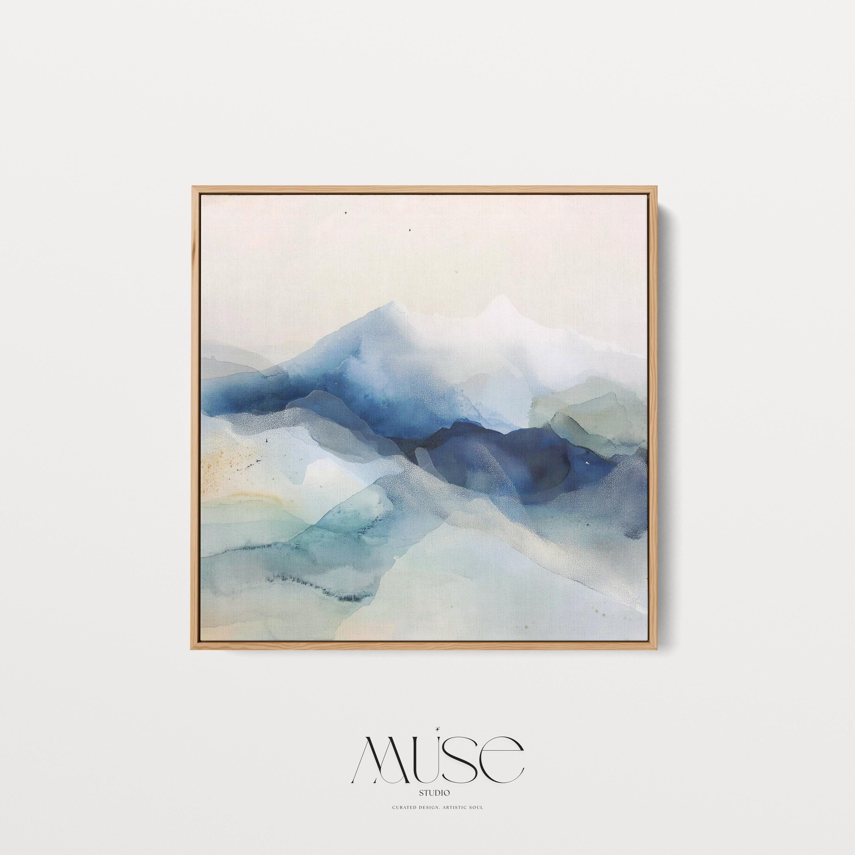 Snowfall Ridge · Framed Canvas Wall Art · Winter White Abstract · Alpine Minimal Decor · Soft Contemporary Style · by Muse Studio 610