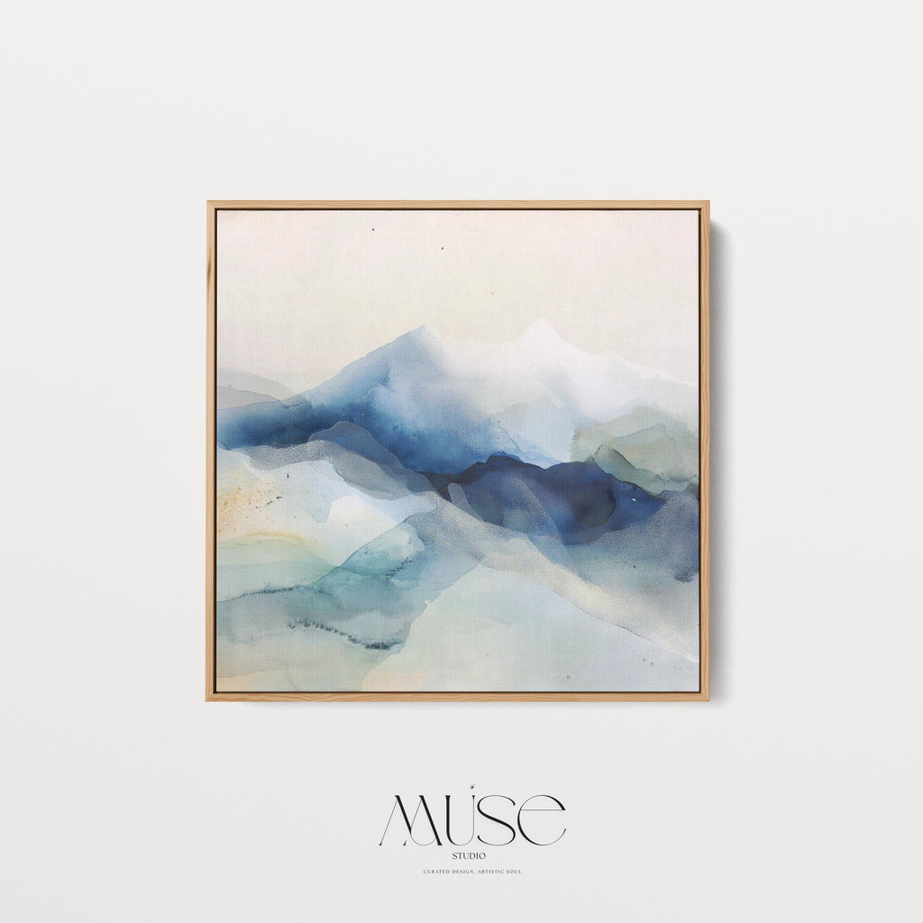 Snowfall Ridge · Framed Canvas Wall Art · Winter White Abstract · Alpine Minimal Decor · Soft Contemporary Style · by Muse Studio 610