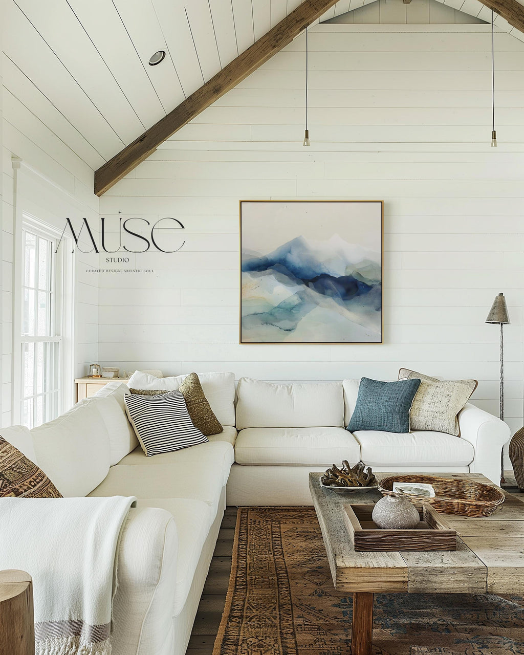 Snowfall Ridge · Framed Canvas Wall Art · Winter White Abstract · Alpine Minimal Decor · Soft Contemporary Style · by Muse Studio 610