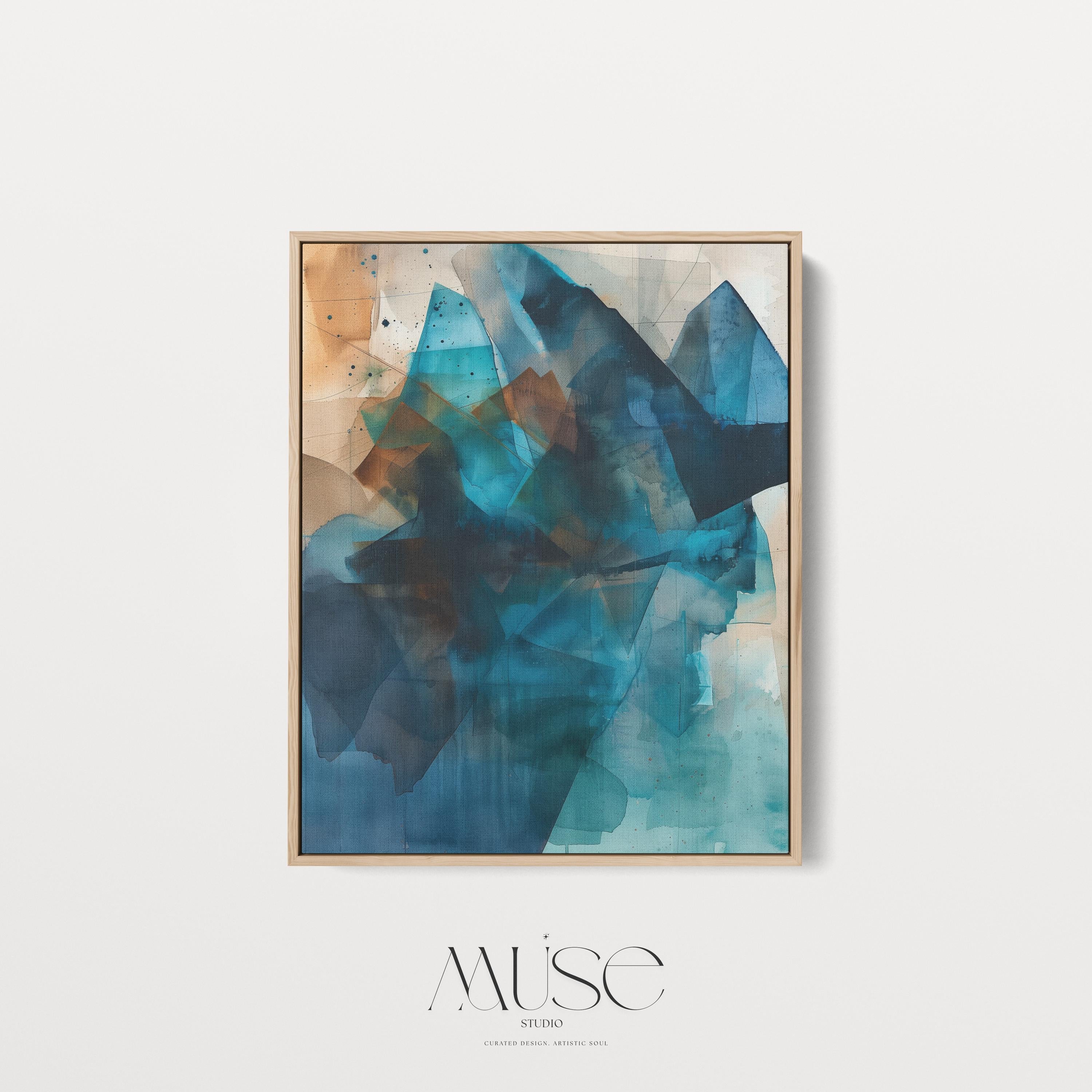 Brown Teal Canvas Wall Art Print, Neutral Framed Art, Giclée, Large, Horizontal, Living Room Decor, Minimalist, Zen, Bedroom, Office | 345