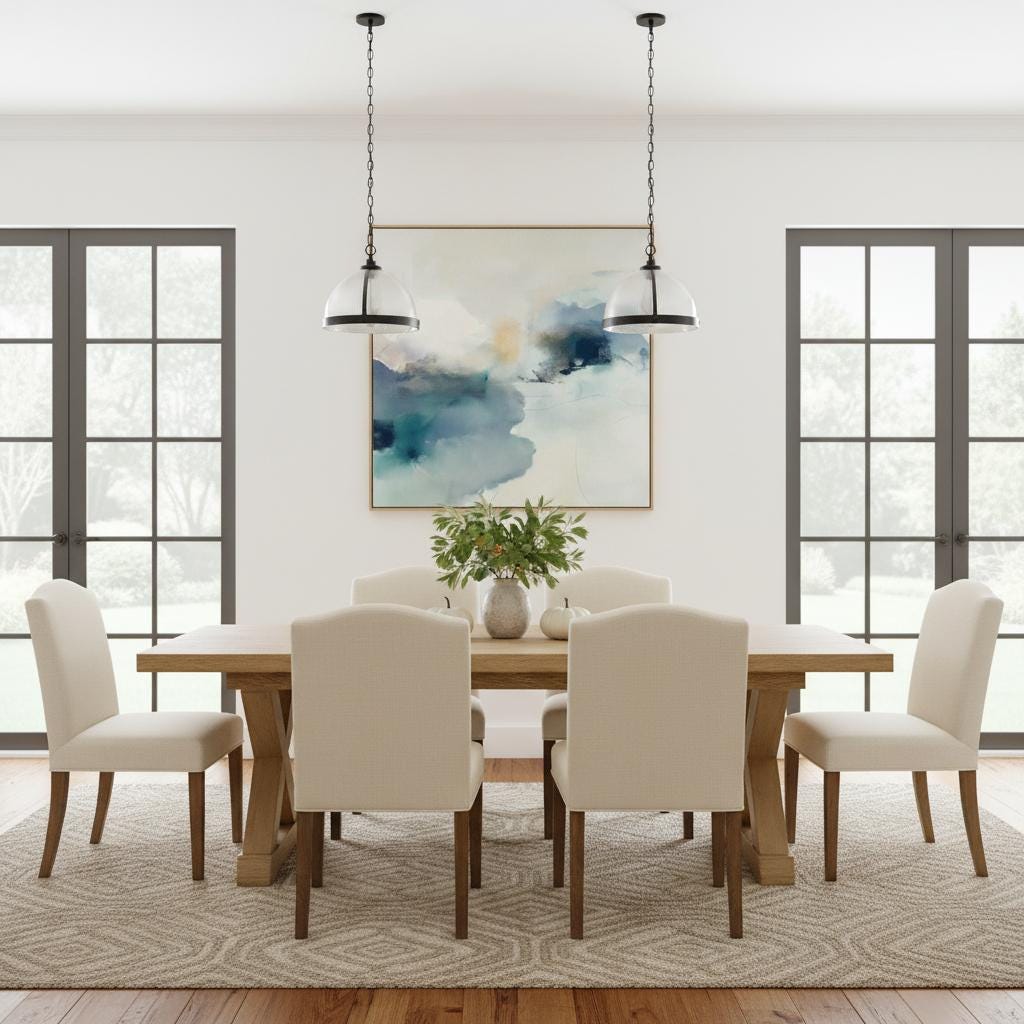 Square abstract canvas in winter white, misty blue, and soft gray tones with a serene alpine-inspired style; perfect for winter homes, lodges, and soft minimal interiors; gallery-wrapped canvas by Muse Studio.