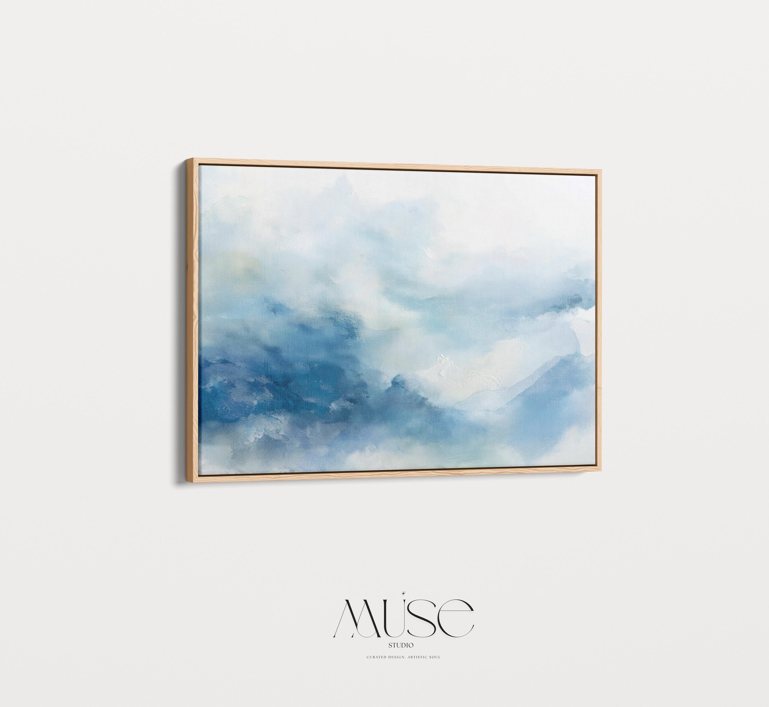 Canvas Wall Art by Muse Studio • Abstract Winter Blue Minimal Painting • Serene Snowy Landscape Style • Snowfall Reverie MUSE 633