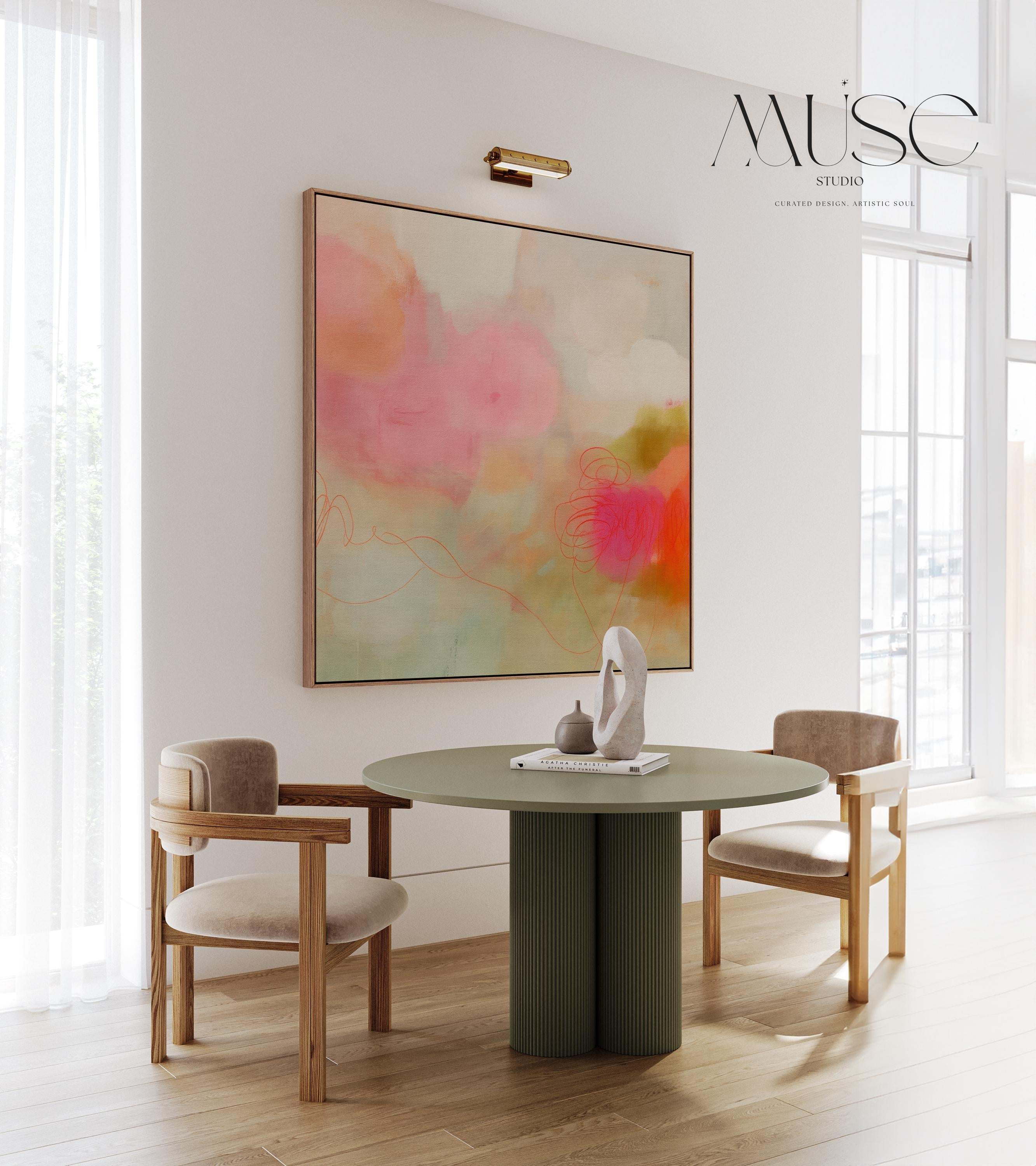 Large Square Abstract Canvas Wall Art in Blush and Coral • Modern Minimalist Painting for Living Room or Bedroom Decor • Muse Studio 528