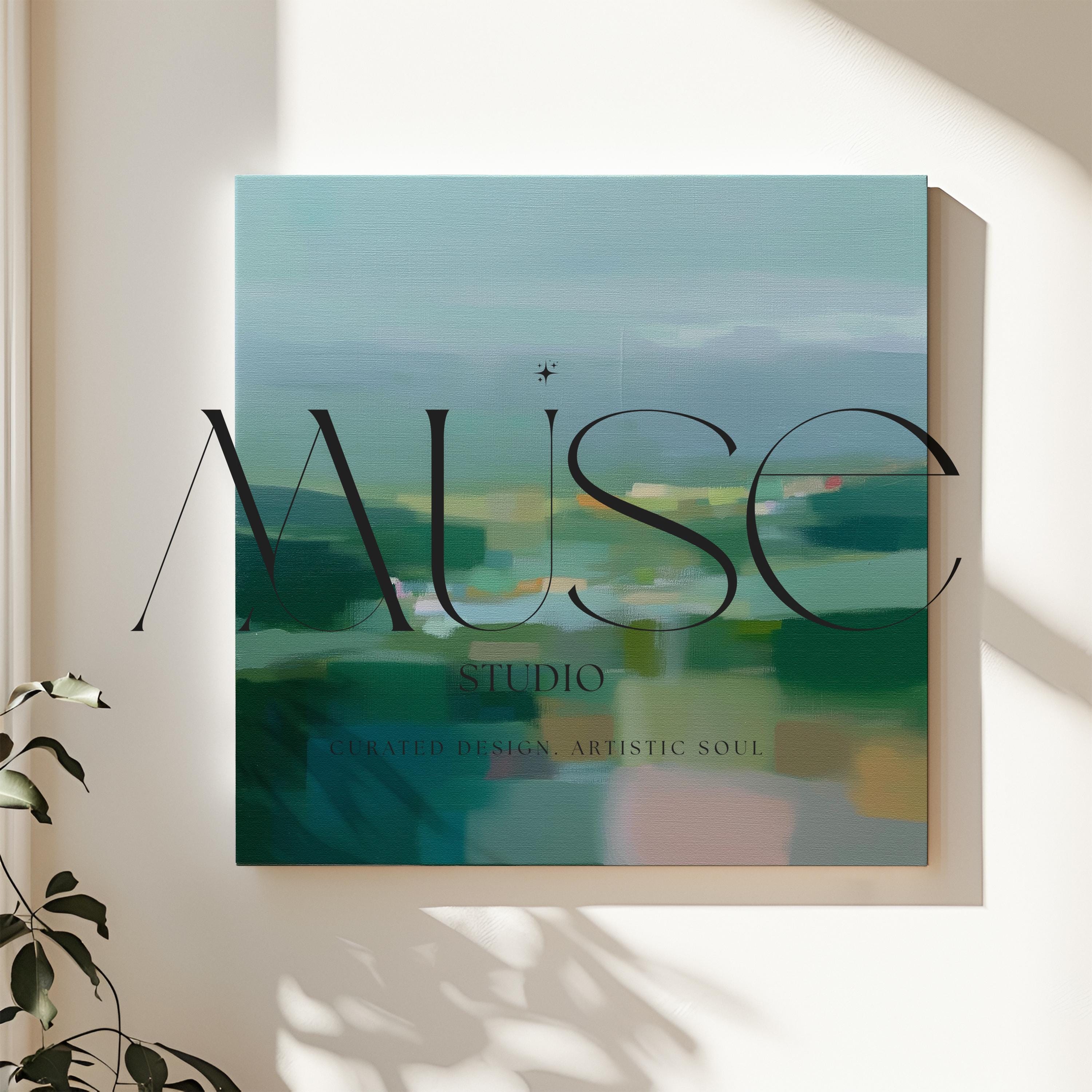 Abstract Landscape Canvas Wall Art, Modern Farmhouse Decor, Moody Green Rural Painting, Serene Nature-Inspired Art · Meadow Quiet 1022