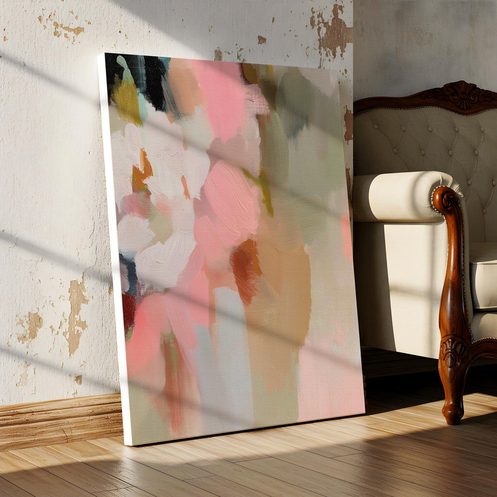 Vertical Canvas Wall Art · Blush Pink Coral Floral for Bedroom · Muse Studio · Blossom Dawn 1046