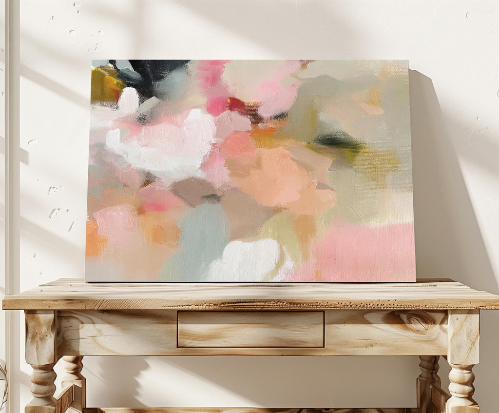 Rosewind Meadow No. 1047 by Muse Studio & Co. large horizontal abstract wall art on premium gallery-wrapped artist canvas with museum-grade giclée inks for Organic Transitional living rooms and serene designer interiors.