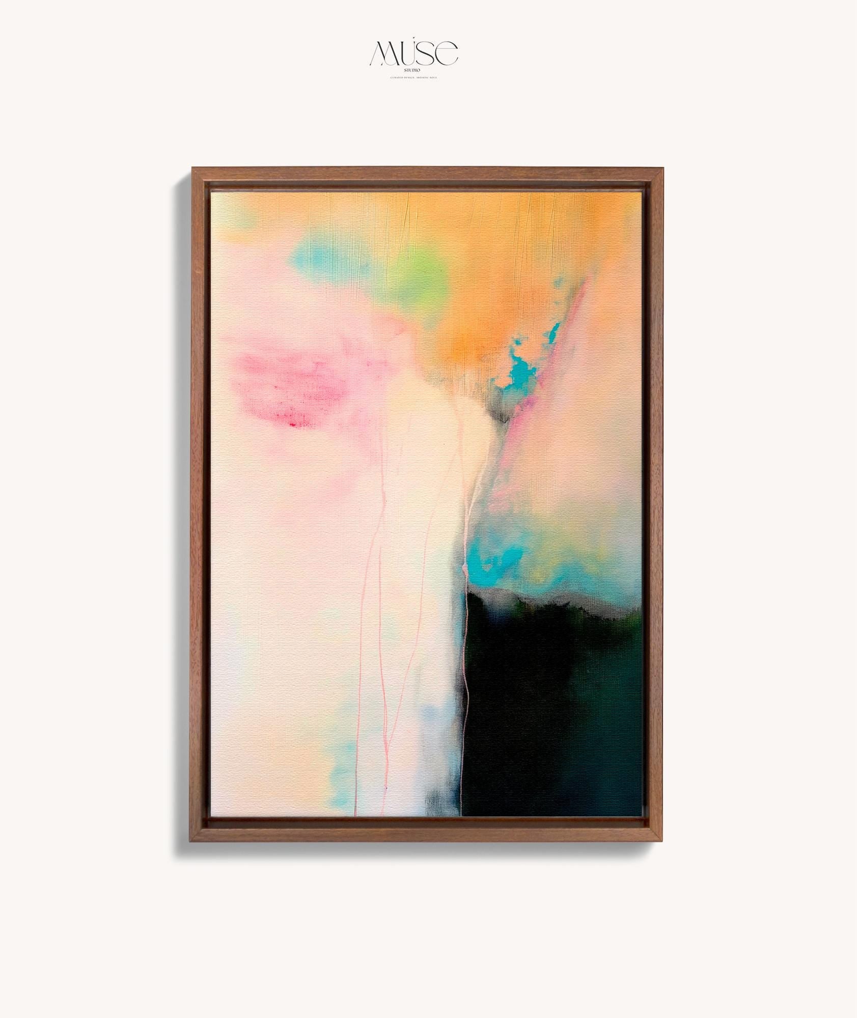 Framed Abstract Canvas Wall Art · Soft Beige Blue Modern Artwork · Muse Studio · Summer Sonata No. 1065