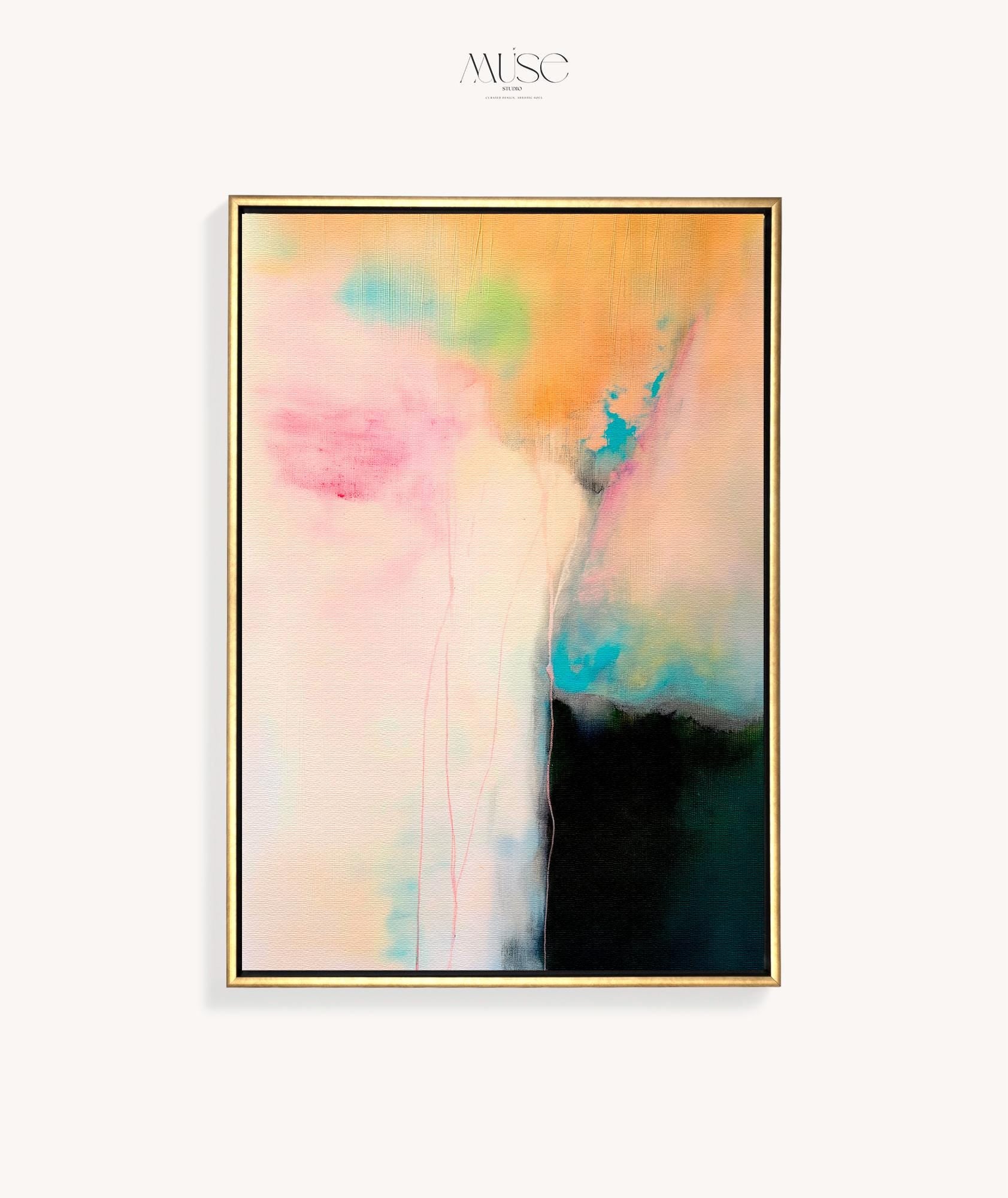 Framed Abstract Canvas Wall Art · Soft Beige Blue Modern Artwork · Muse Studio · Summer Sonata No. 1065