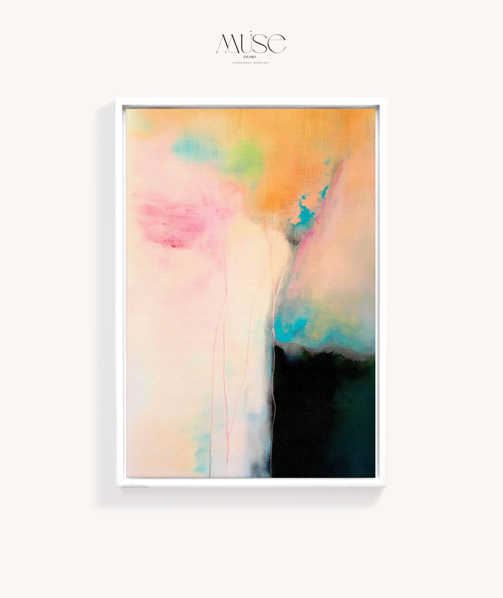 Framed Abstract Canvas Wall Art · Soft Beige Blue Modern Artwork · Muse Studio · Summer Sonata No. 1065