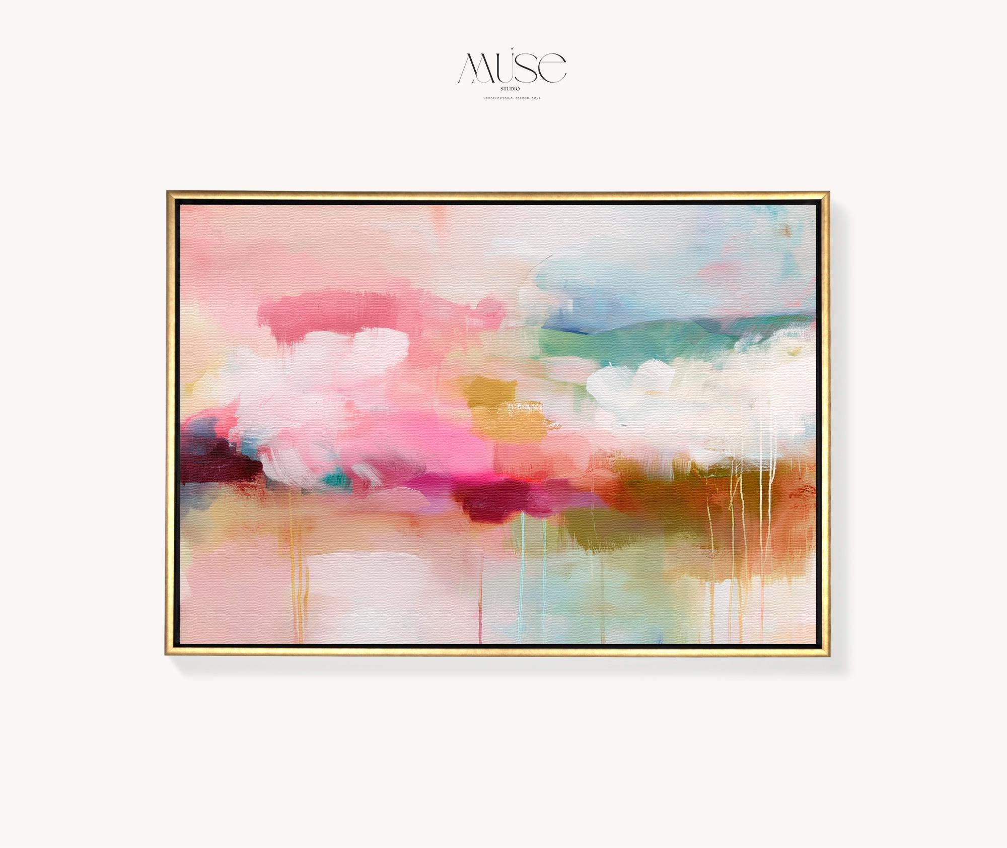 Muse Studio custom framing options include natural, white, black, antique gold, and silver premium wood float frames, each custom made to order to complement canvas wall art with a refined gallery-style finish.