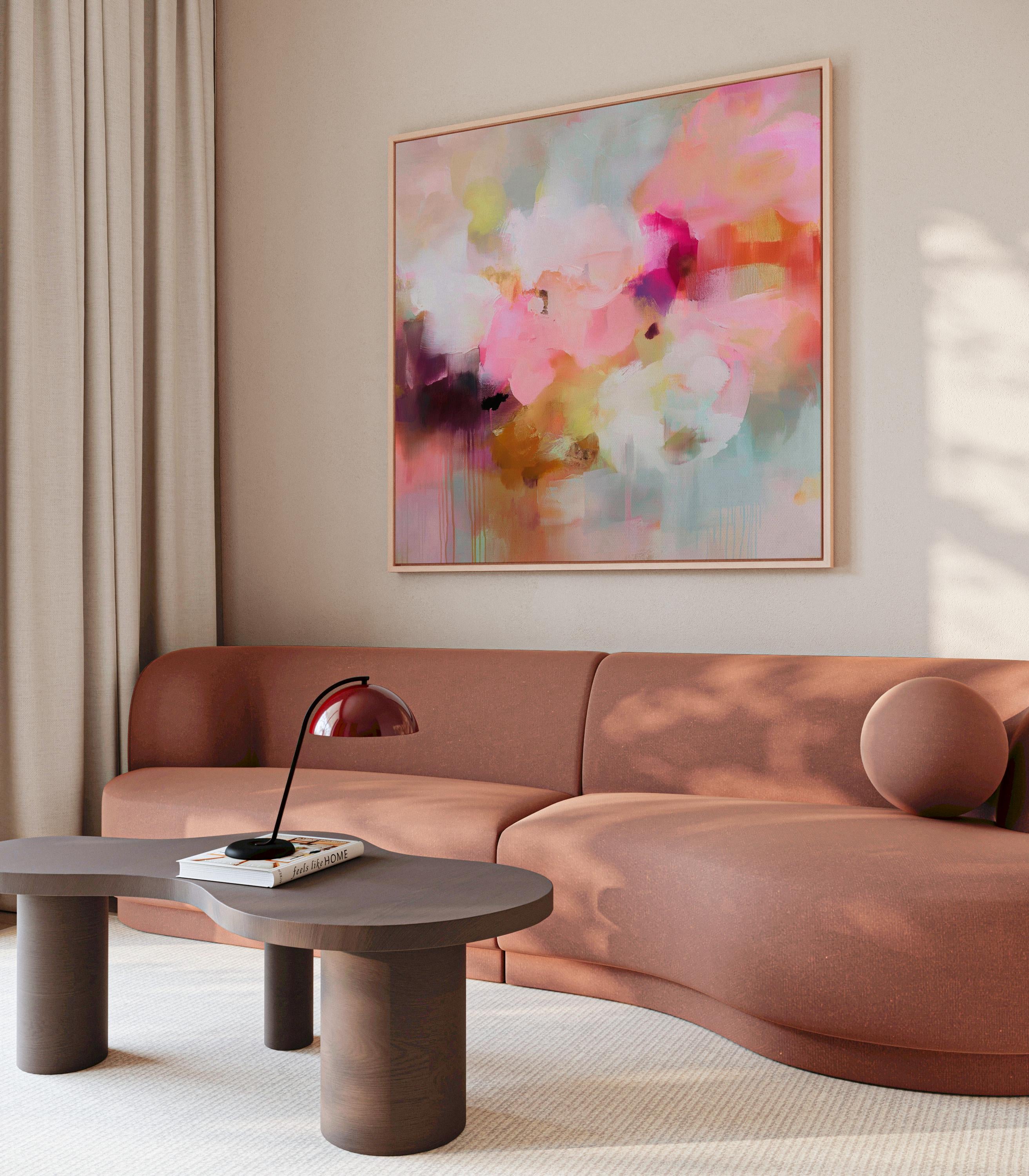 Large Pink Abstract painting, Boho Home Decor, colorful canvas, large abstract print, original canvas painting | Aurora Muse 290