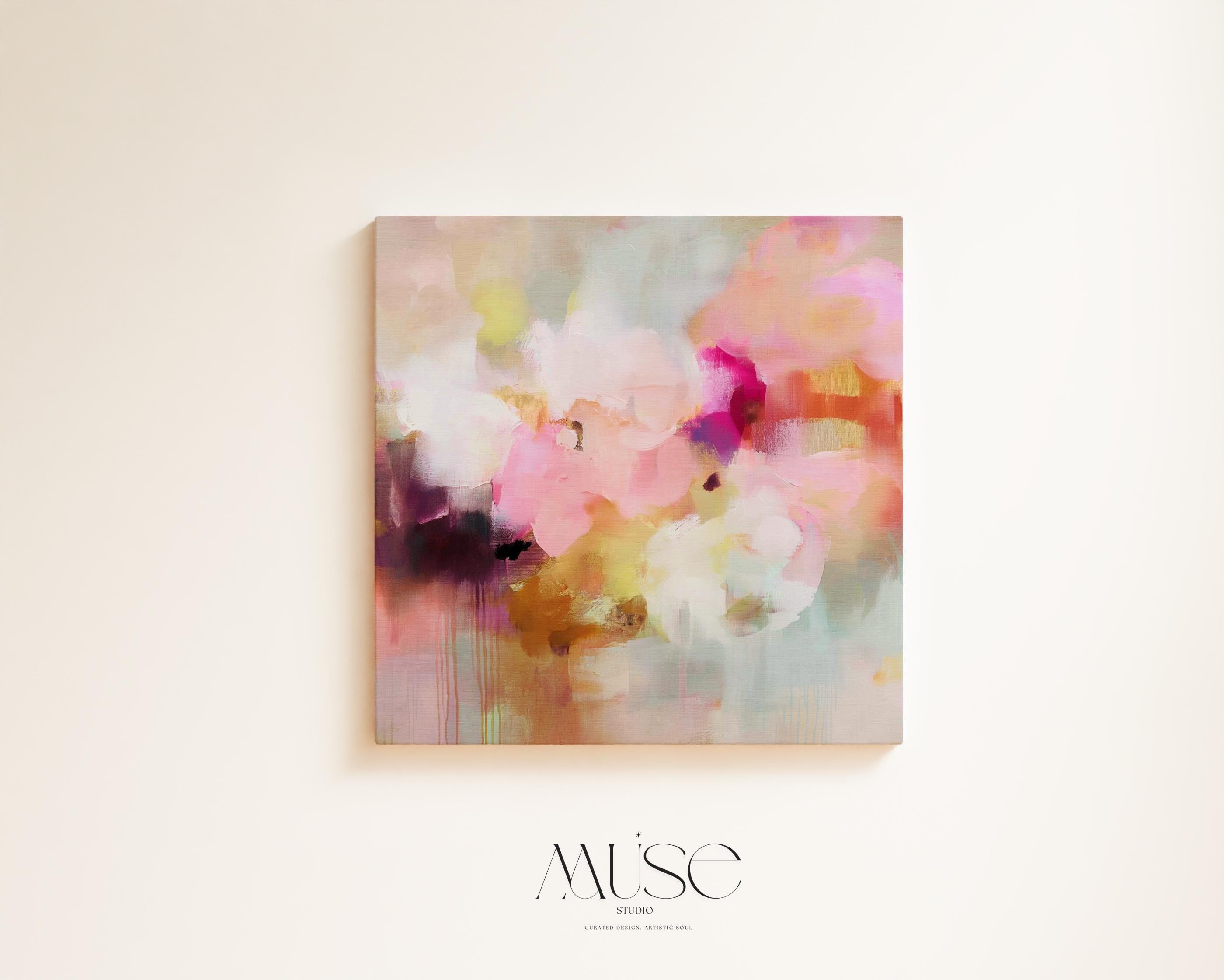 Large Pink Abstract painting, Boho Home Decor, colorful canvas, large abstract print, original canvas painting | Aurora Muse 290