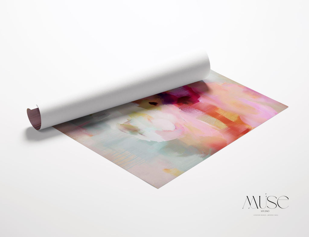 Framed Abstract Landscape Wall Art in Pink Orange and Green, Modern Square Canvas for Living Room or Entryway, Summer Decor Statement 290 Framed Canvas Art Colorful abstract wall art on framed canvas, perfect for bold decor art and modern wall decor. Large statement piece with expressive brushstrokes and rich textures. Ready-to-hang giclée canvas designed to energize living rooms, offices, and curated interiors. Muse Studio Decor Art.