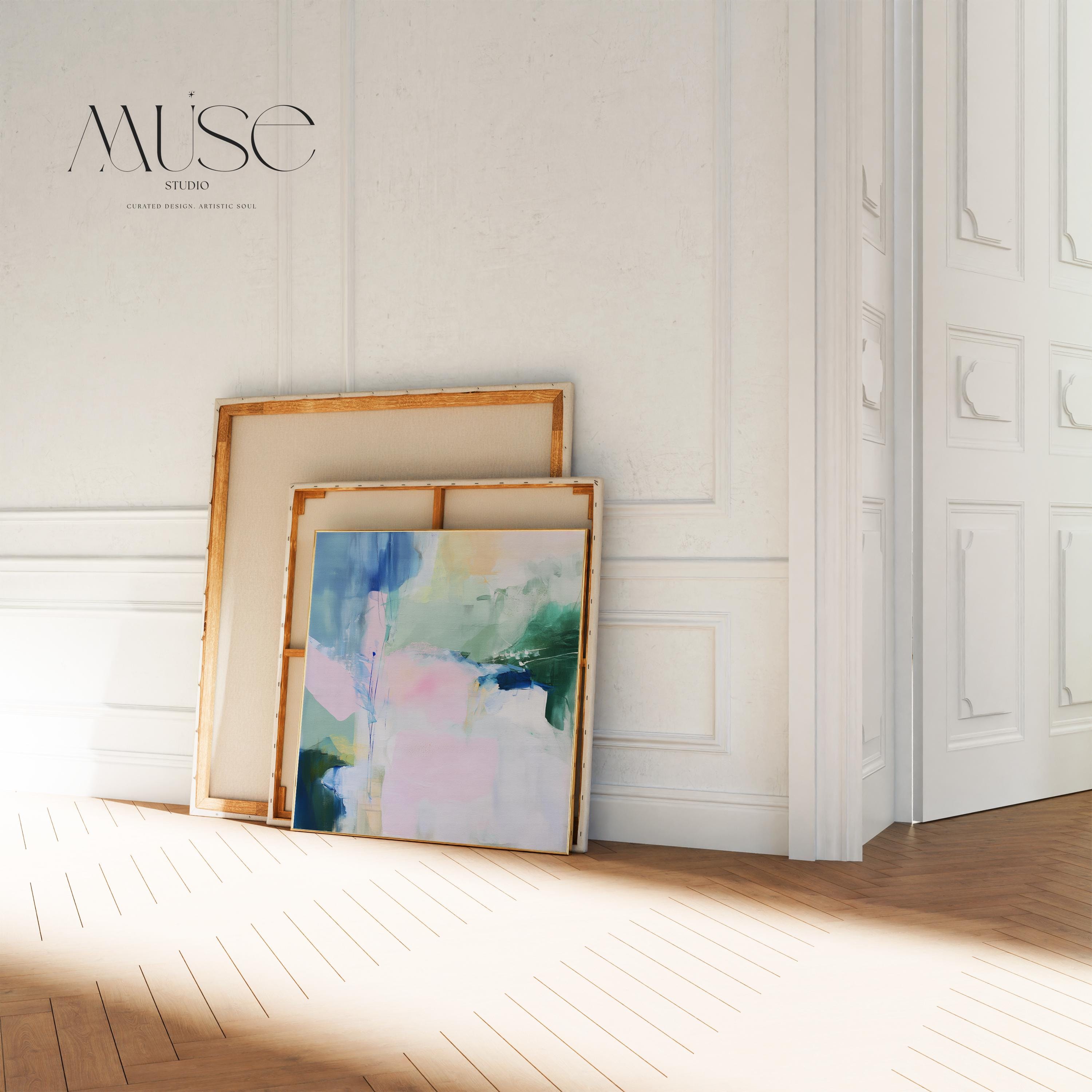 square wall art, pastel wall art, abstract canvas, blush wall art, modern wall art, soft color art, living room art, bedroom wall art, sage green art, pink blue art, office wall art, large canvas art, muse studio