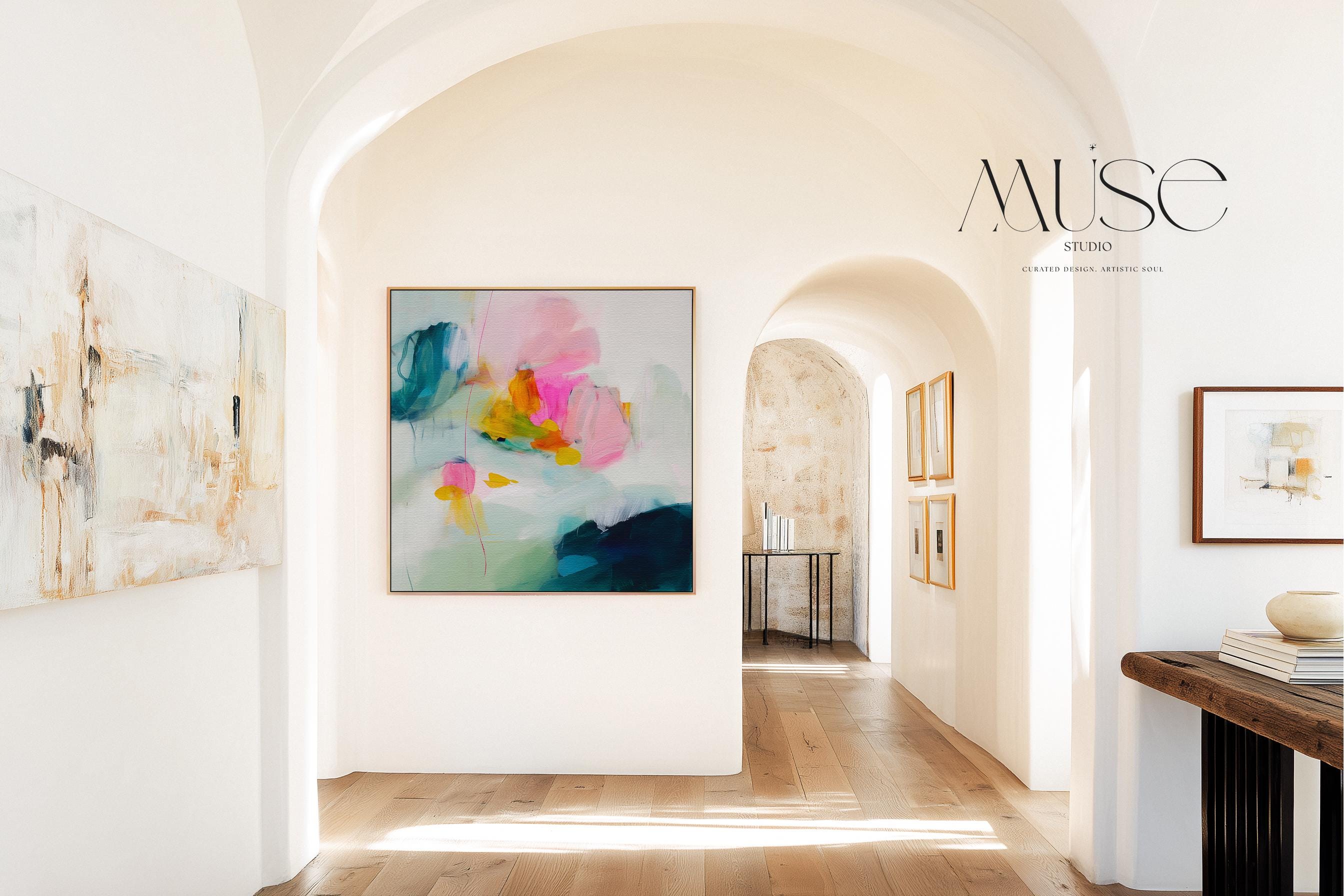 Large Abstract Canvas Wall Art, Minimalist Painting, Colorful Fluid Art Print, Modern Living Room Decor • 454 Muse Studio & Co.